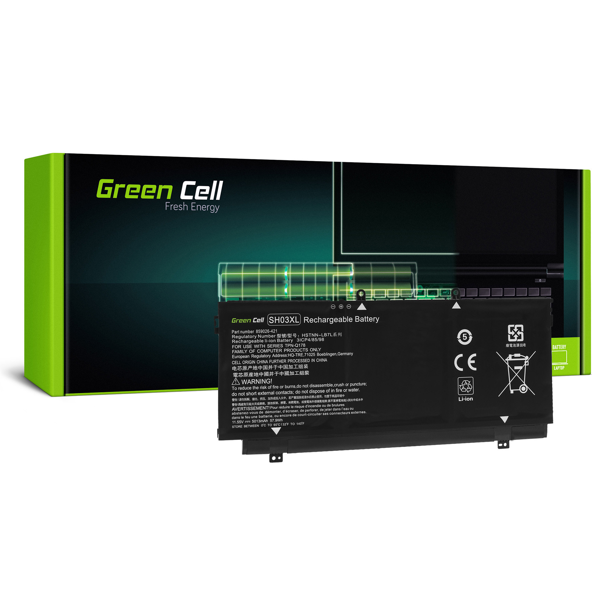 Green Cell HP147 Baterie HP SH03XL HP Spectre x360 13-AC 13-W 13-W050NW 13-W071NW 4200mAh Li-Pol – neoriginální