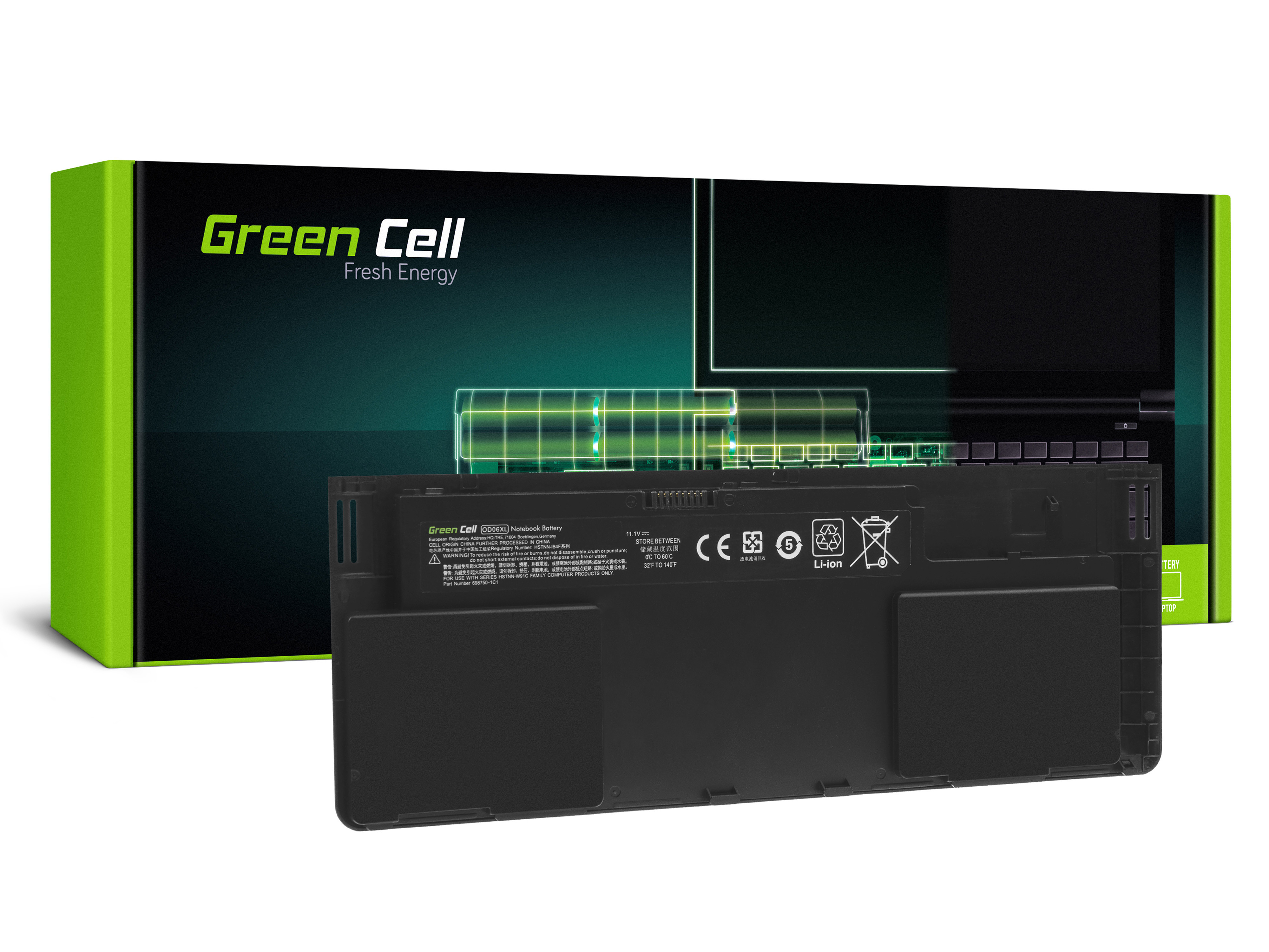 Green Cell HP148 Baterie HP OD06XL HSTNN-IB4F HP EliteBook Revolve 810 G1 G2 G3 3400mAh Li-Pol