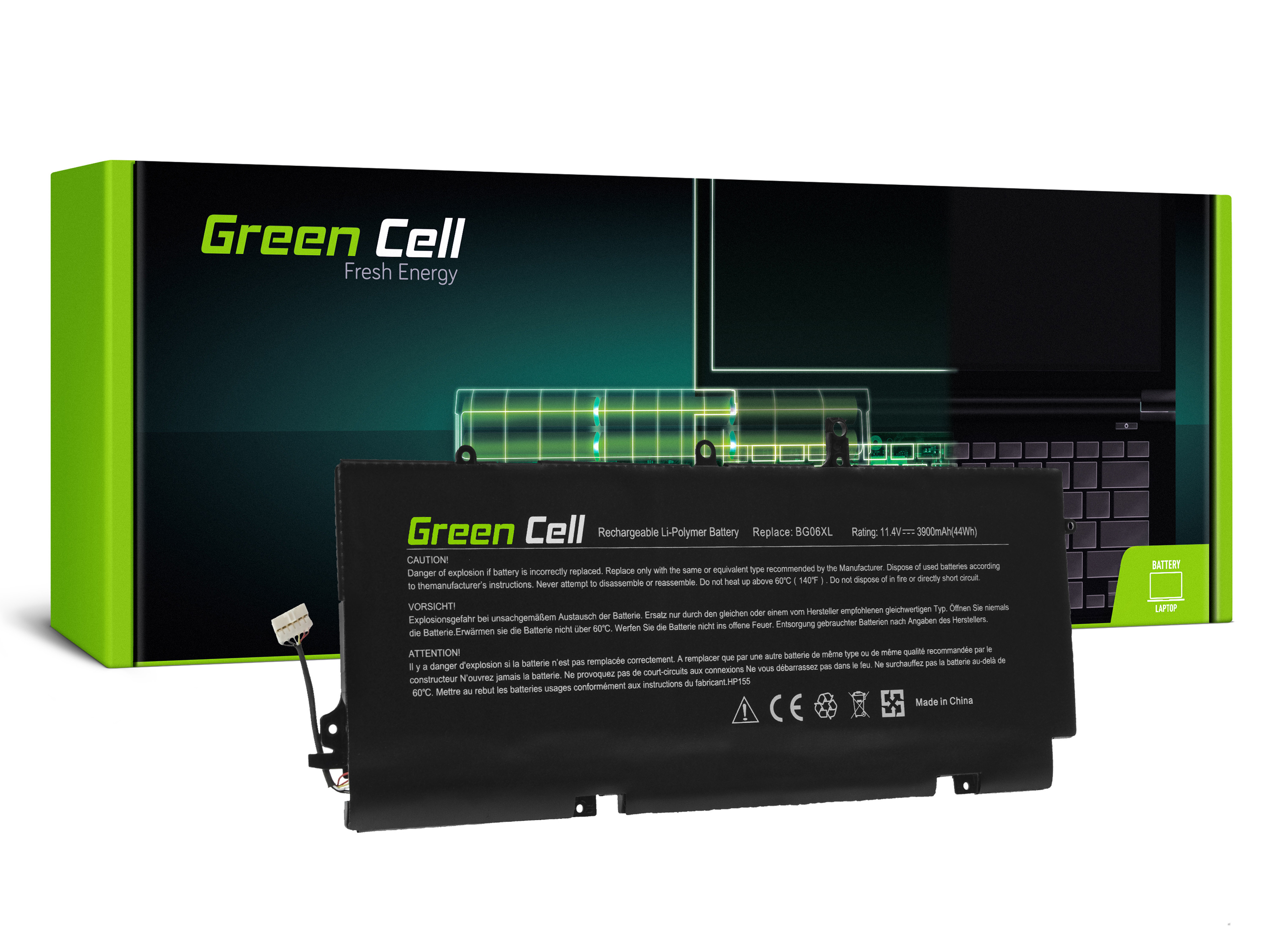 **Green Cell HP155 Baterie HP BG06XL, HP EliteBook Folio 1040 G3 3900mAh Li-Pol