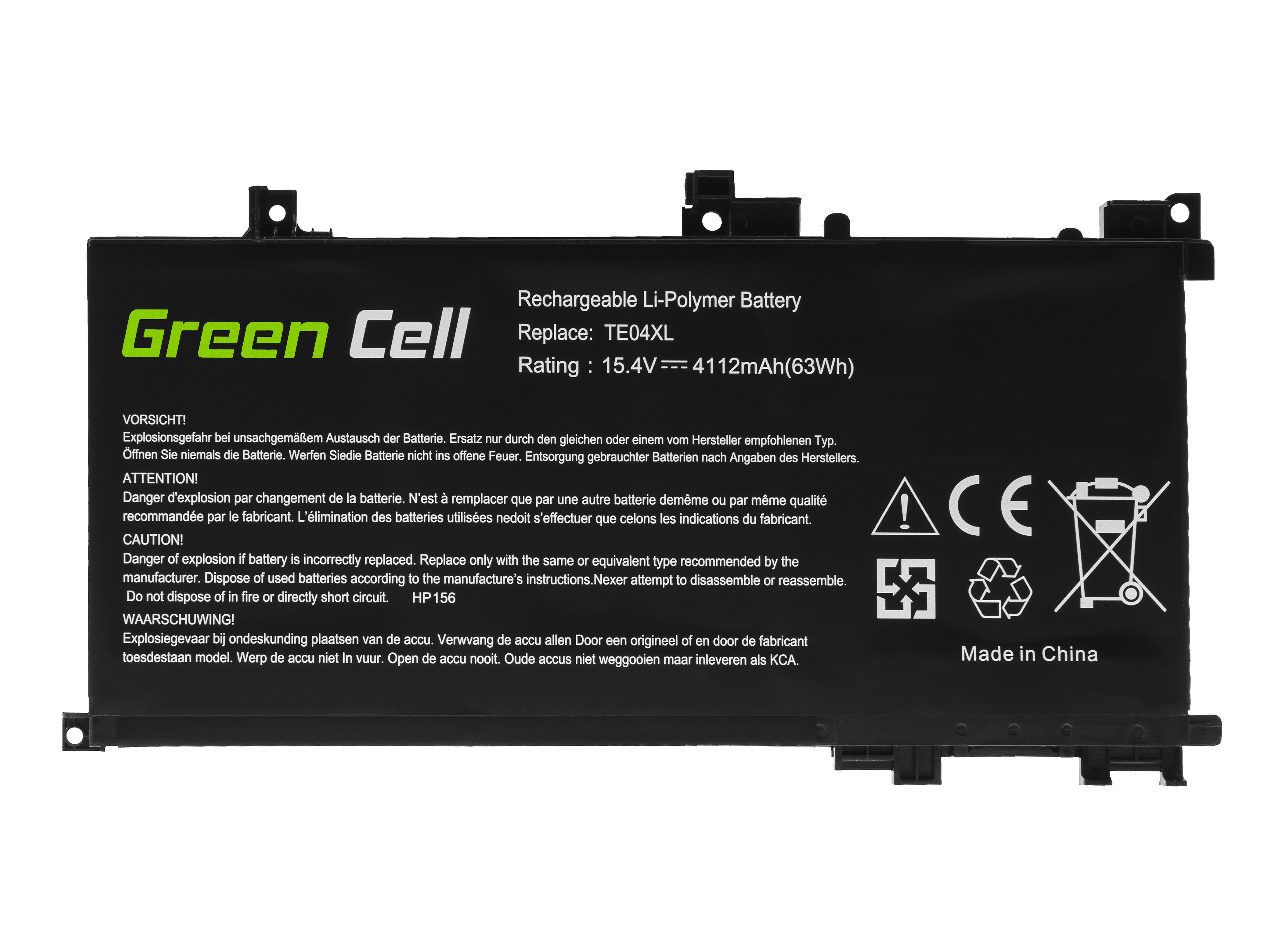 Green Cell HP156 Baterie HP TE04XL, HP Omen 15-AX 15-AX052NW 15-AX204NW 15-AX205NW 15-AX212NW 15-AX213NW Pavilion 15-BC050NW 4112mAh Li-Pol – neoriginální
