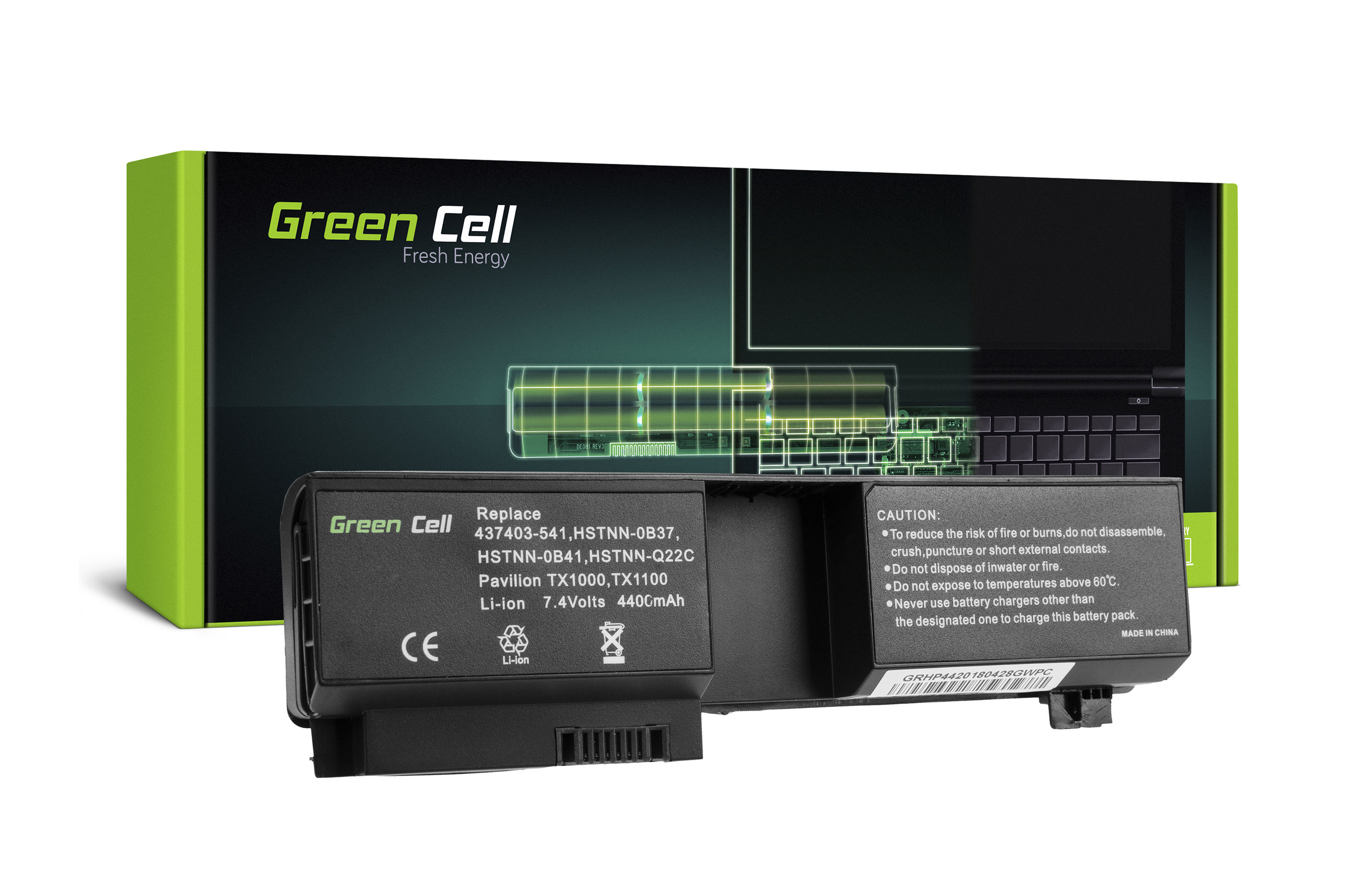Green Cell HP44 Baterie HP HSTNN-OB37 HP Pavilion TX1000 TX2000 TX2500 TouchSmart TX2 4400mAh Li-ion