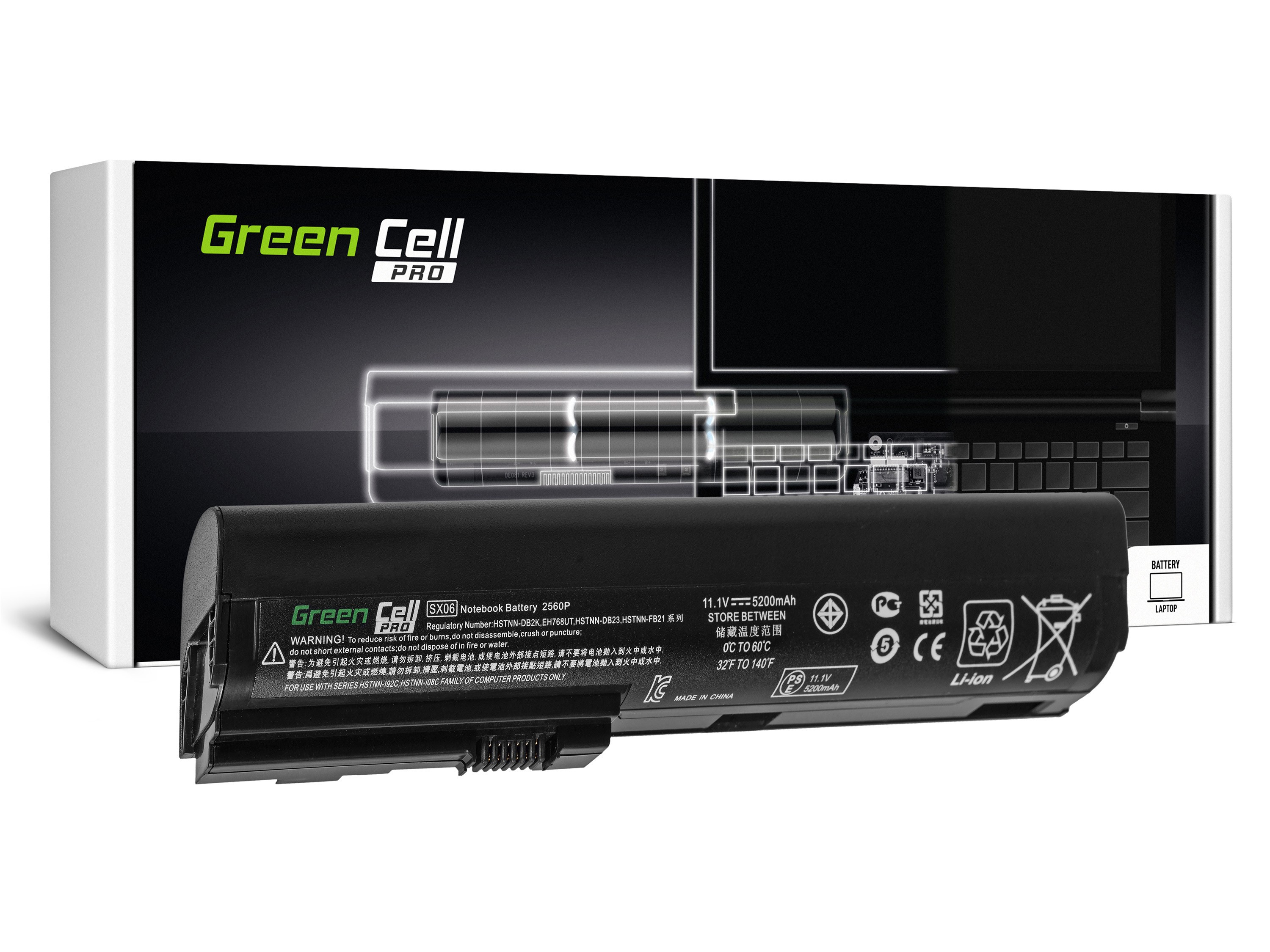 Green Cell HP61PRO Baterie HP SX06 HP EliteBook 2560p 2570p 5200mAh Li-ion