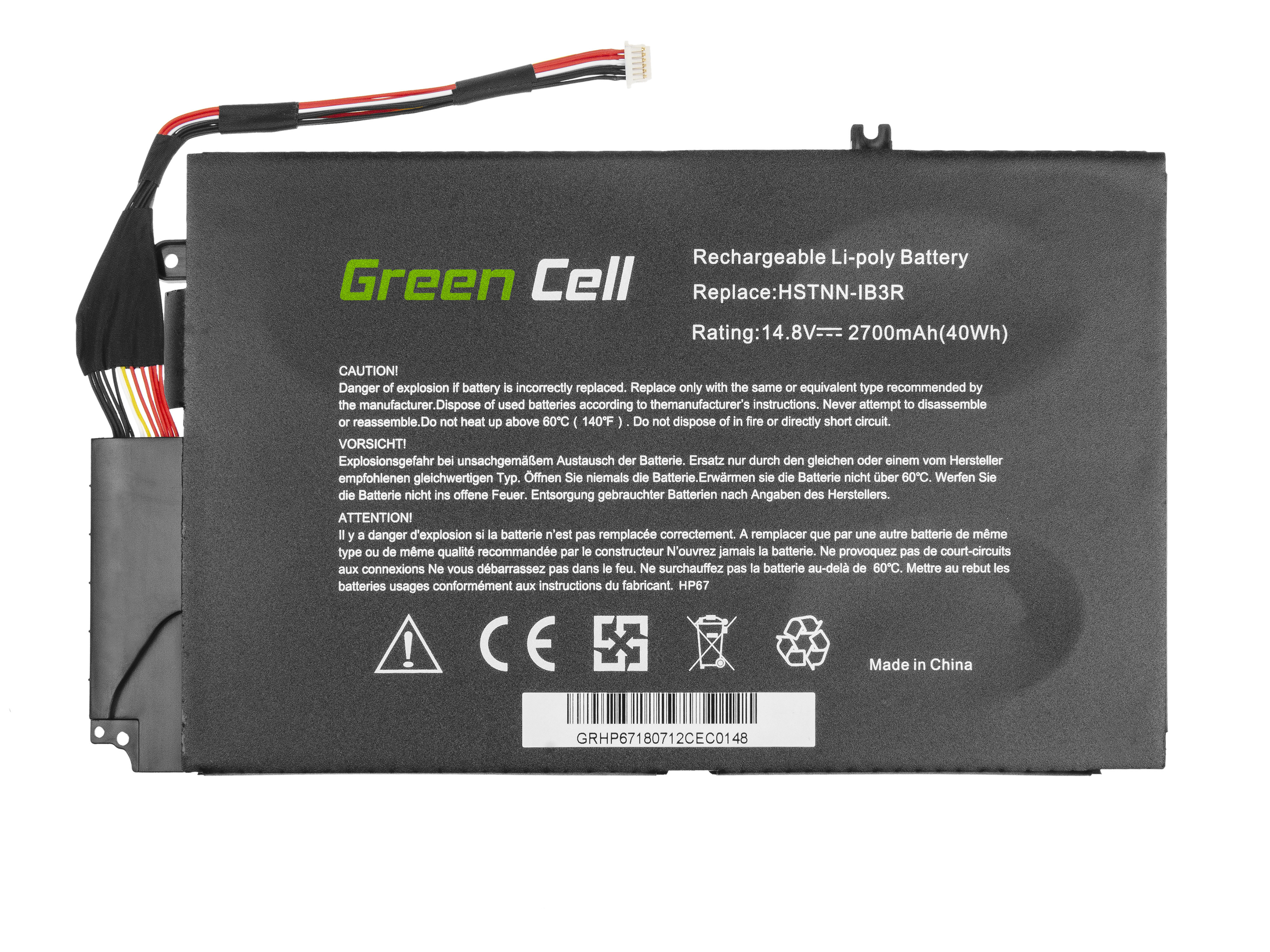 Green Cell HP67V2 Baterie HP EL04XL HSTNN-IB3R HSTNN-UB3R HP Envy 4 4-1110EW 4-1110SW 4-1120EW 4-1120SW 2700mAh Li-ion