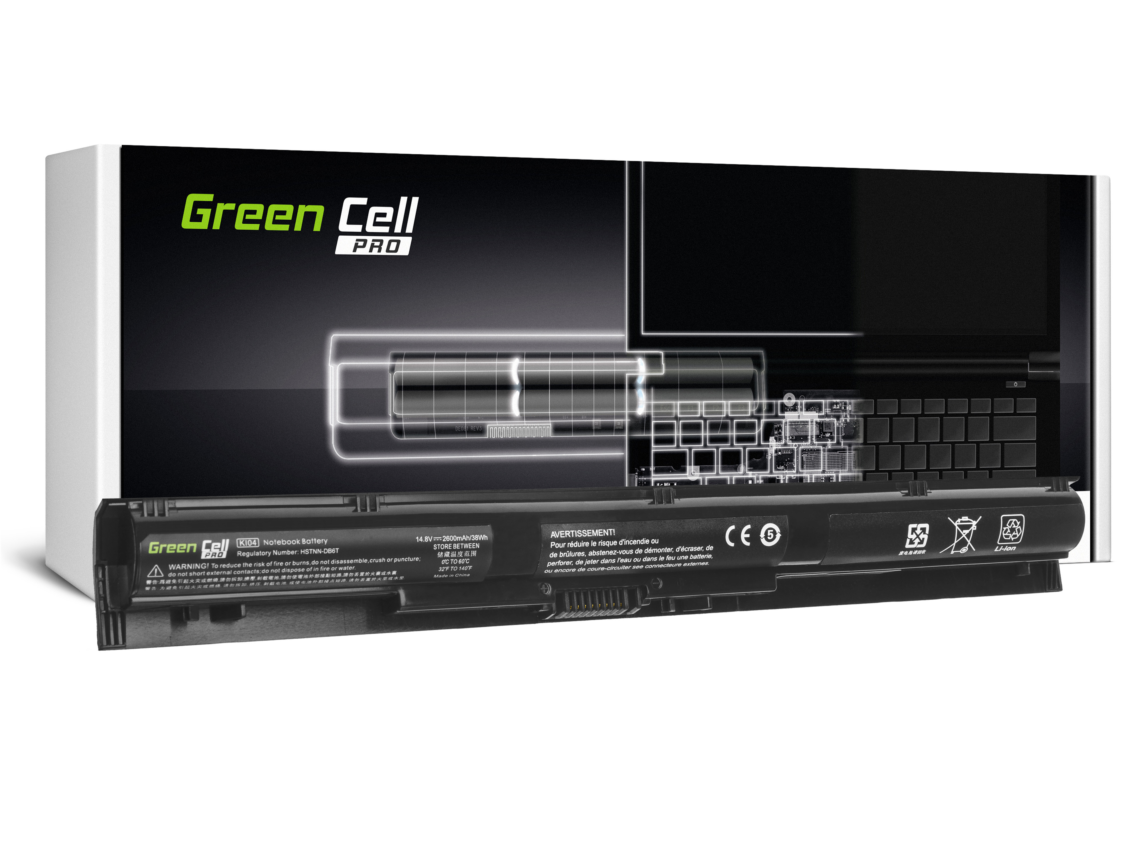 **Green Cell HP90PRO Baterie HP KI04, HP Pavilion 15-AB 15-AB061NW 15-AB230NW 15-AB250NW 15-AB278NW 17-G 17-G131NW 17-G132NW 2600mAh Li-Ion