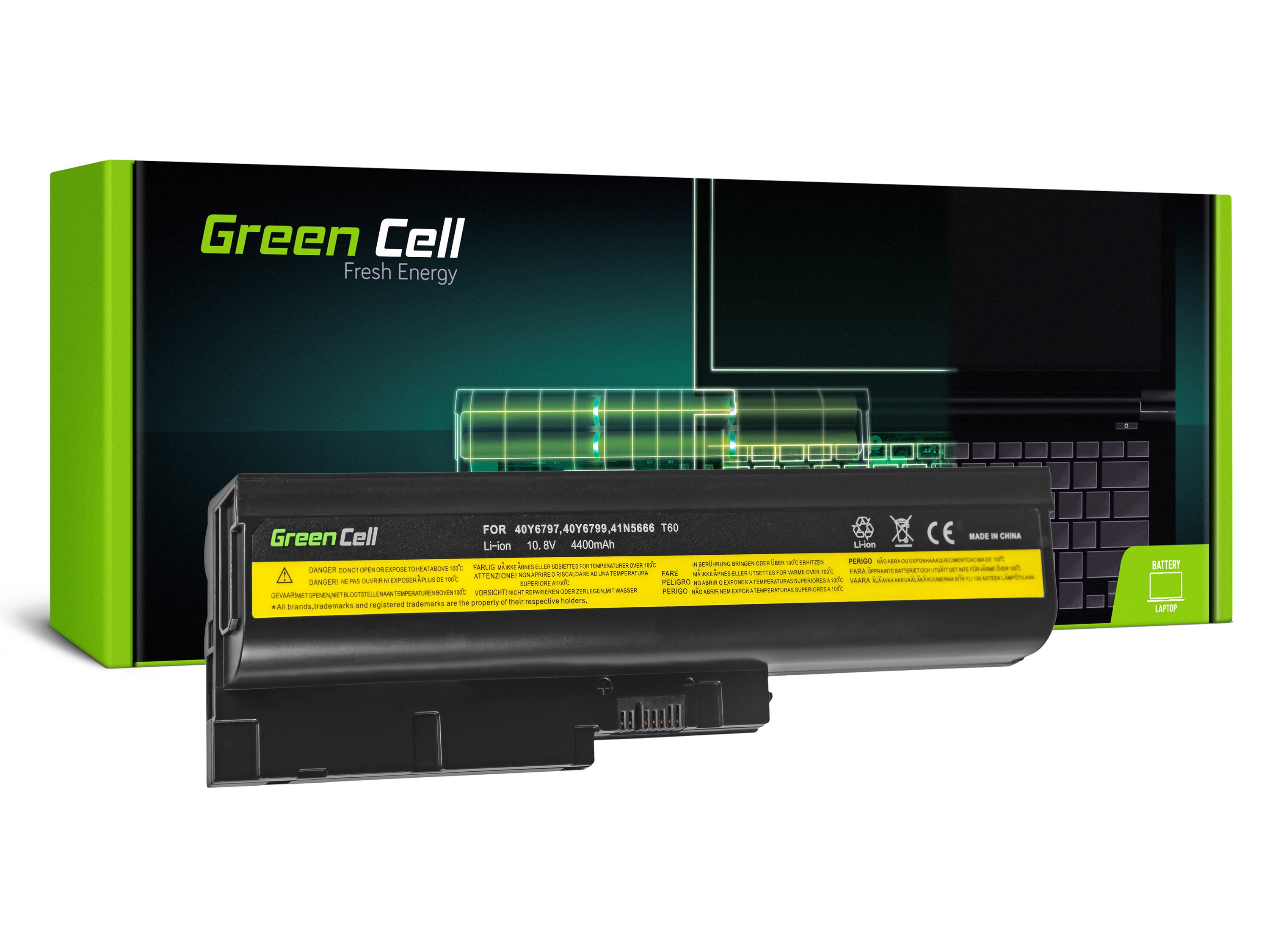 *Green Cell LE01 Baterie IBM Lenovo ThinkPad T60 T61 R60 R61 4400mAh Li-ion