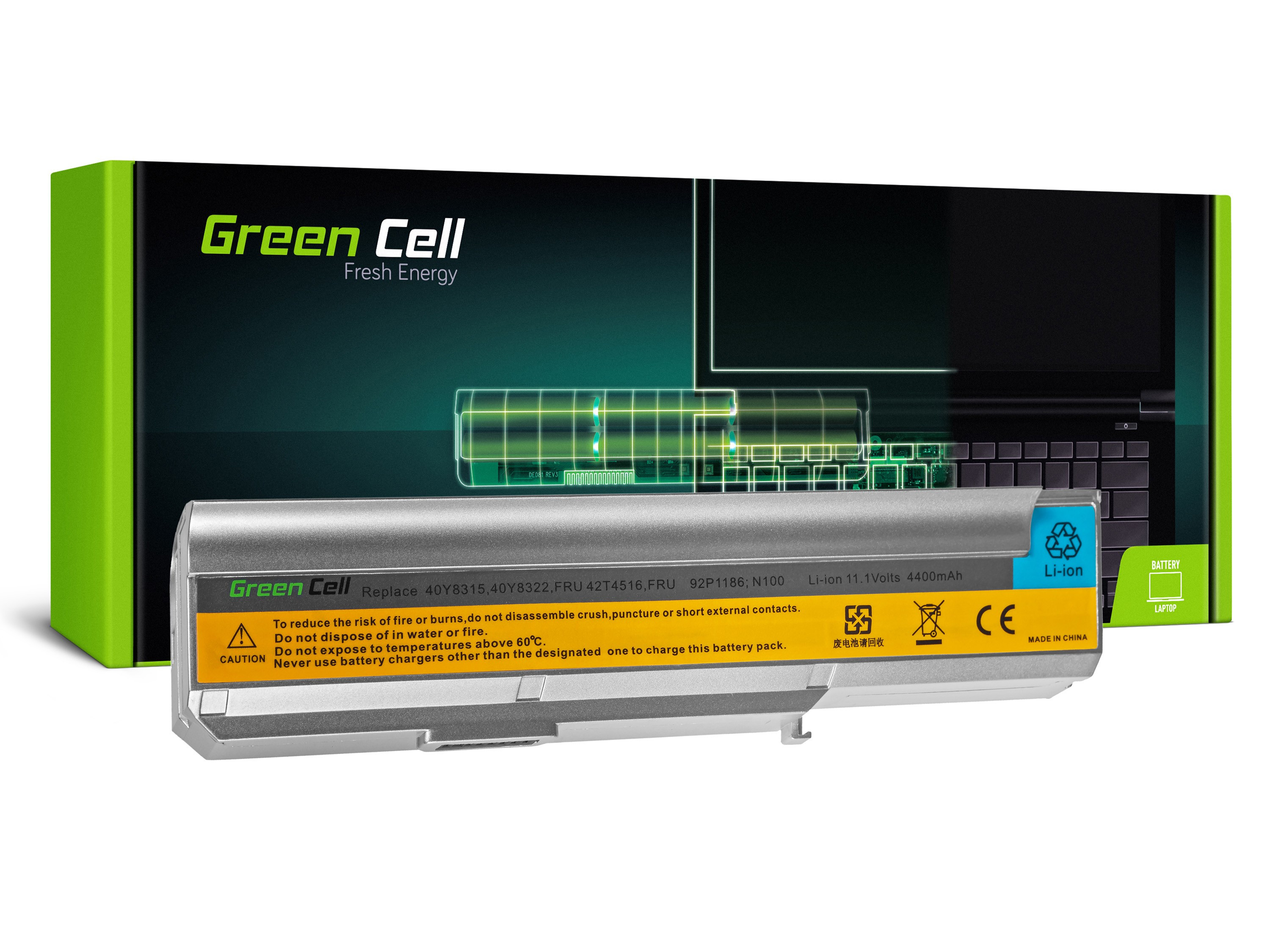 Green Cell LE08 Baterie Lenovo IBM ThinkPad 3000 N100 N200 C200 42T5212 4400mAh Li-ion