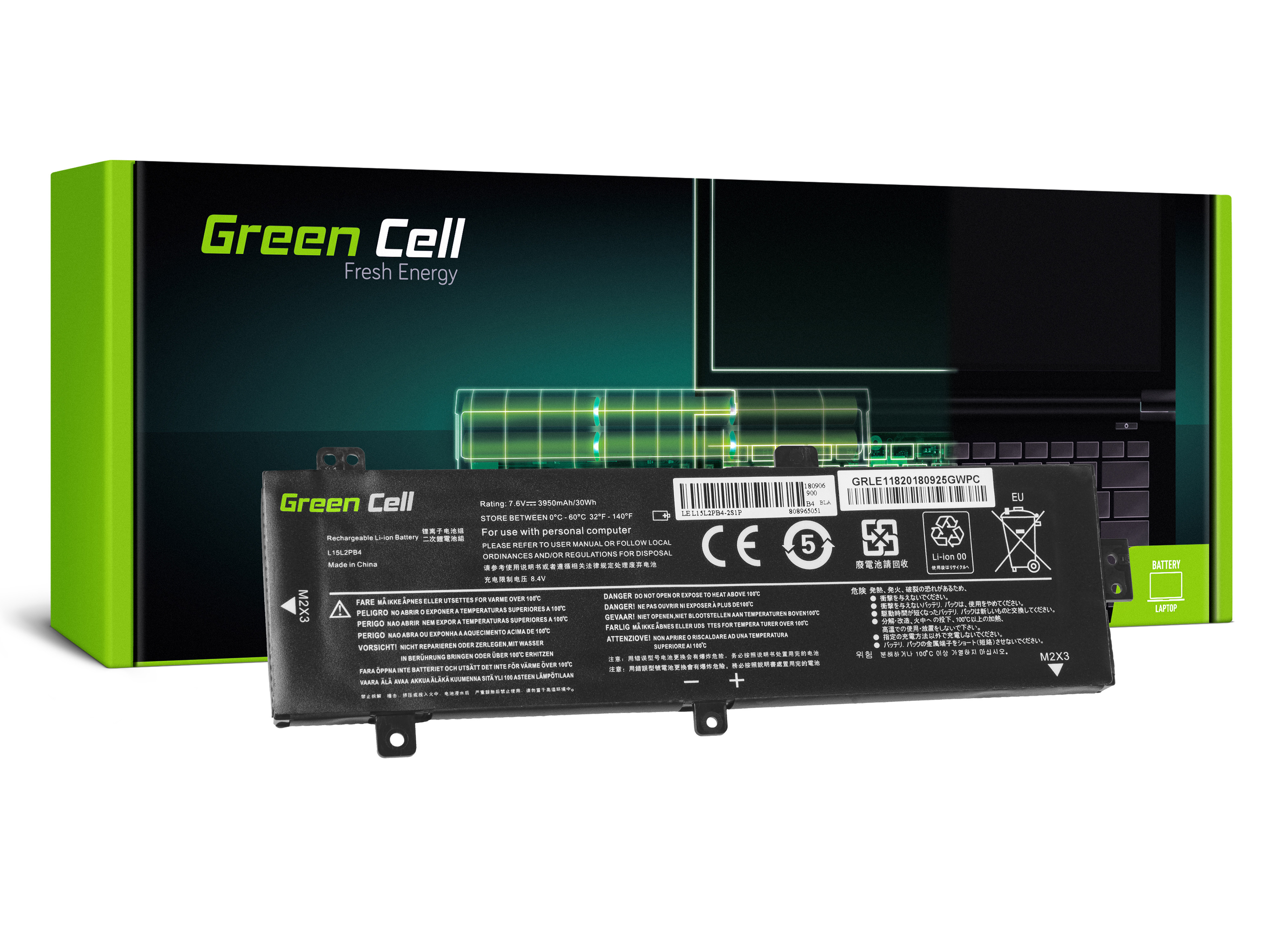 Green Cell LE118 Baterie Lenovo L15C2PB3 L15L2PB4 L15S2TB0 Lenovo Ideapad 310 510 3500mAh Li-Pol