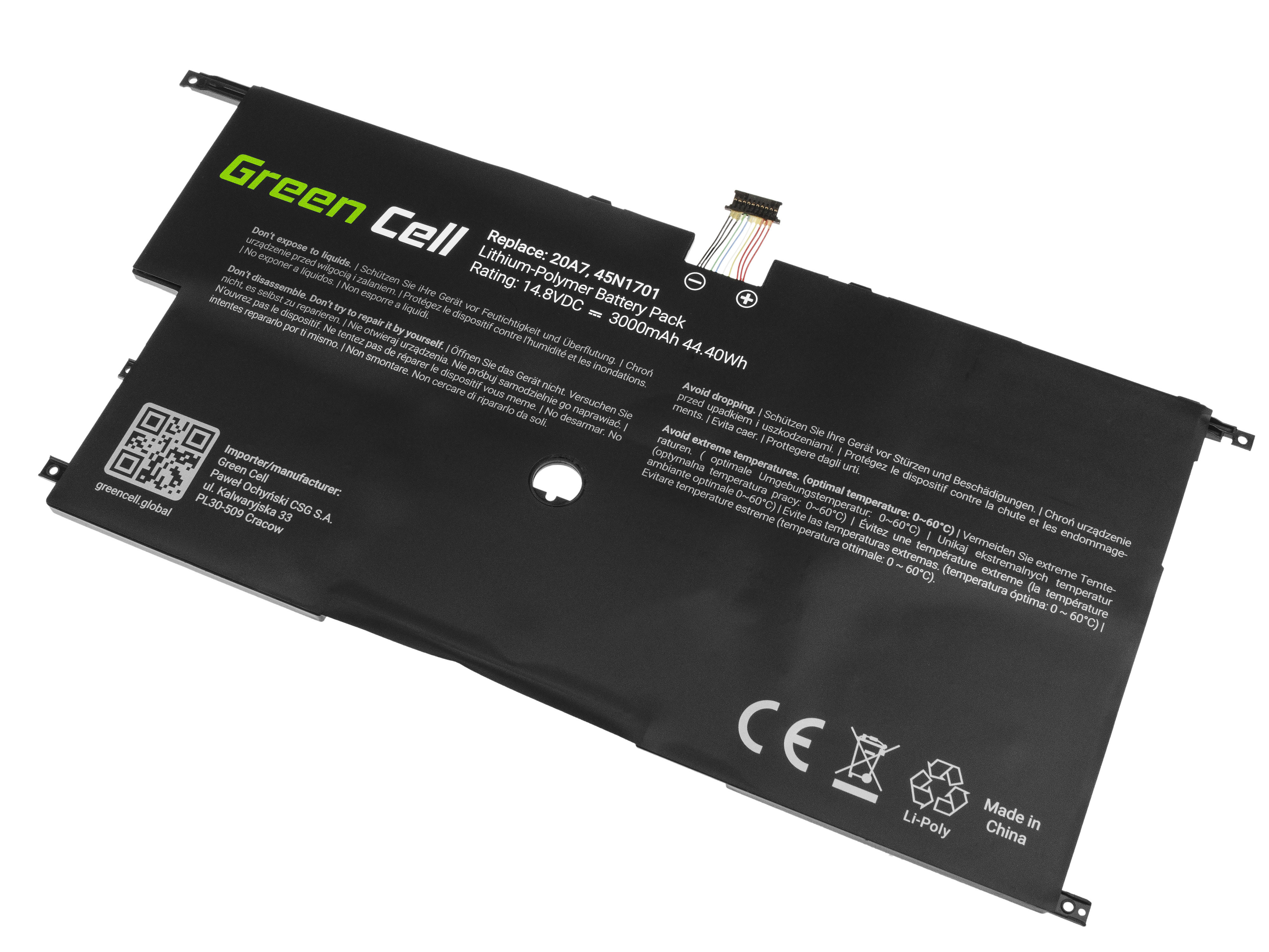 Green Cell LE122 Baterie Lenovo 45N1700 45N1701 45N1702 45N1703 Lenovo ThinkPad X1 Carbon 2nd Gen 3000mAh Li-Pol – neoriginální
