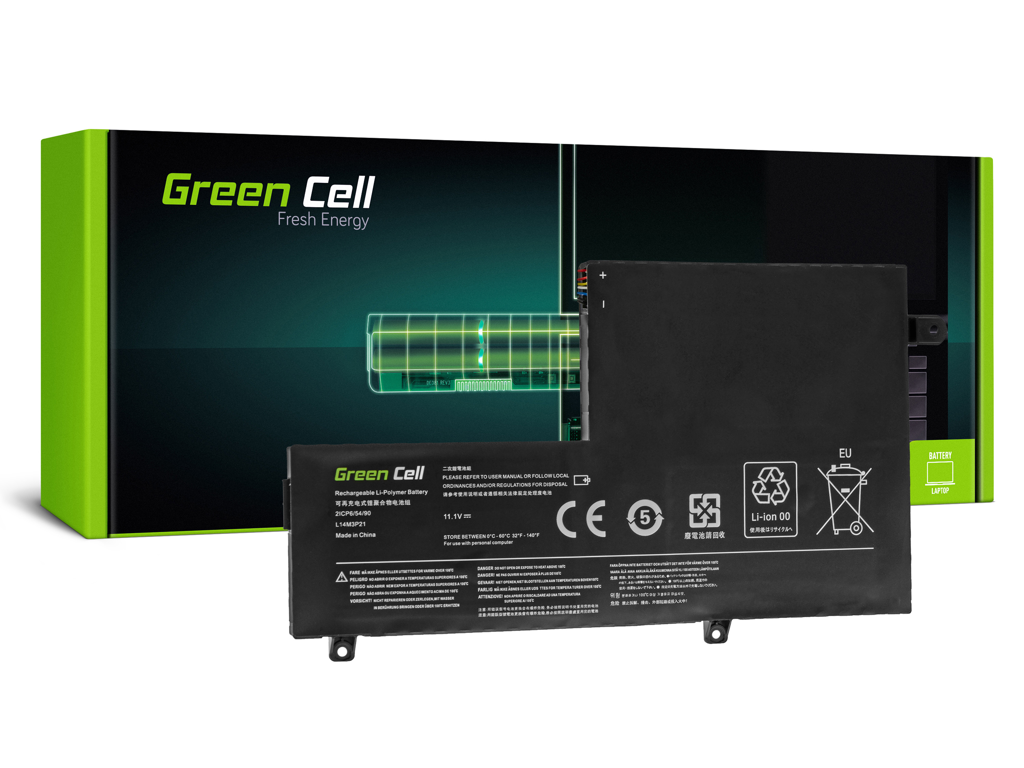Green Cell LE124 Baterie Lenovo L14M3P21 Lenovo Yoga 500-14IBD 500-14ISK 500-15IBD 500-15ISK 3500mAh Li-Pol