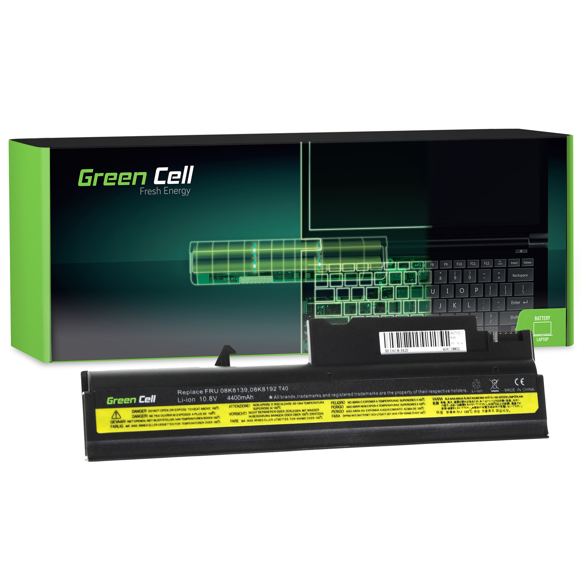 Green Cell LE13 Baterie IBM Lenovo ThinkPad T40 T41 T42 T43 R50 R51 4400mAh Li-ion