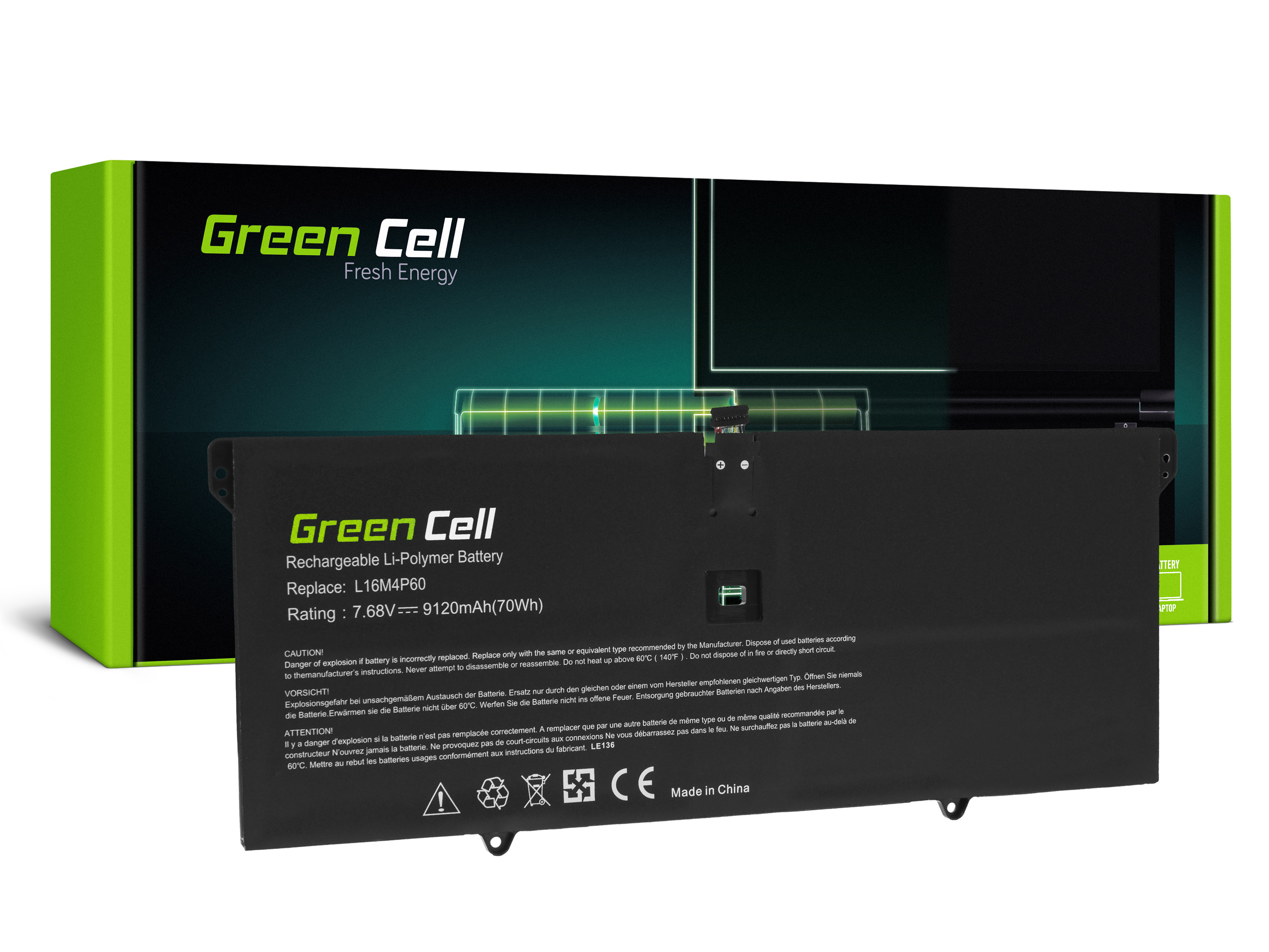 Green Cell LE134 Baterie Lenovo L16C4P61 L16M4P60,Lenovo Yoga 920-13IKB 8800mAh Li-Pol – neoriginální