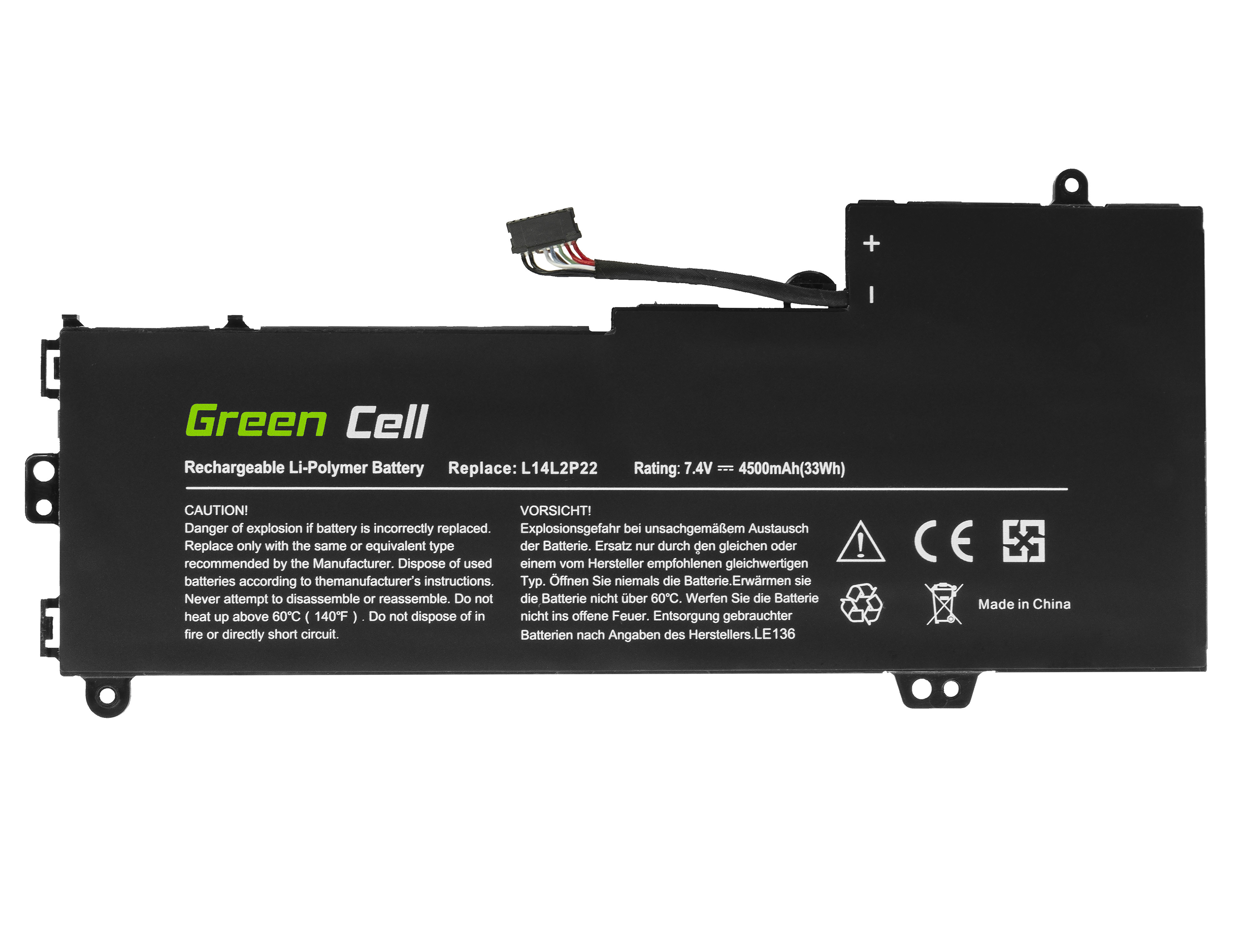 Green Cell LE136 Baterie Lenovo L14L2P22 L14M2P24 L14S2P22 pro Lenovo E31-70 E31-80 U31-70 IdeaPad 500s-13ISK 510s-13IKB 510s-13ISK 4500mAh Li-Pol