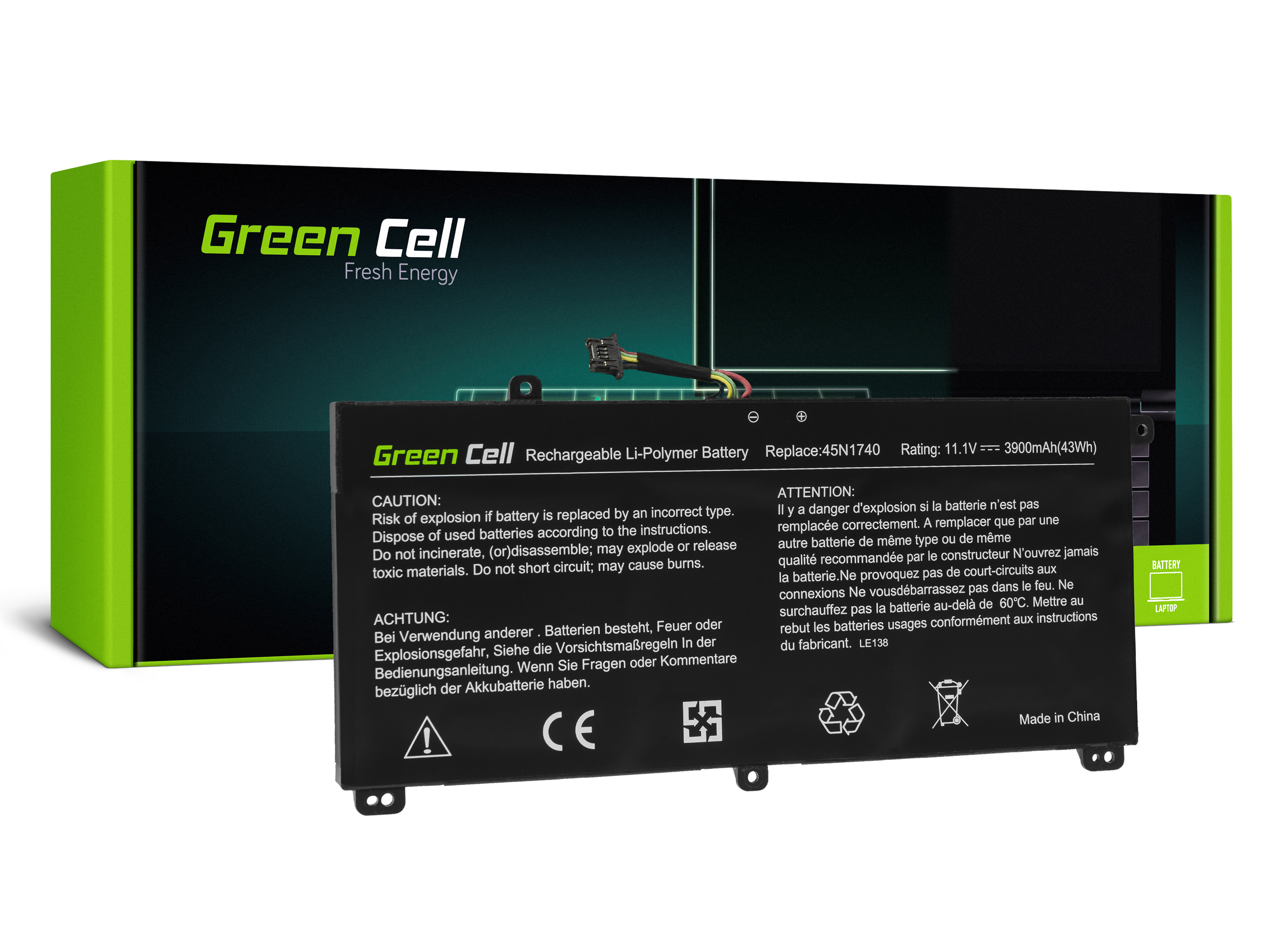 Green Cell LE138 Baterie Lenovo 45N1740,45N1741 pro Lenovo ThinkPad T550 T560 W550s P50s 3900mAh Li-Pol
