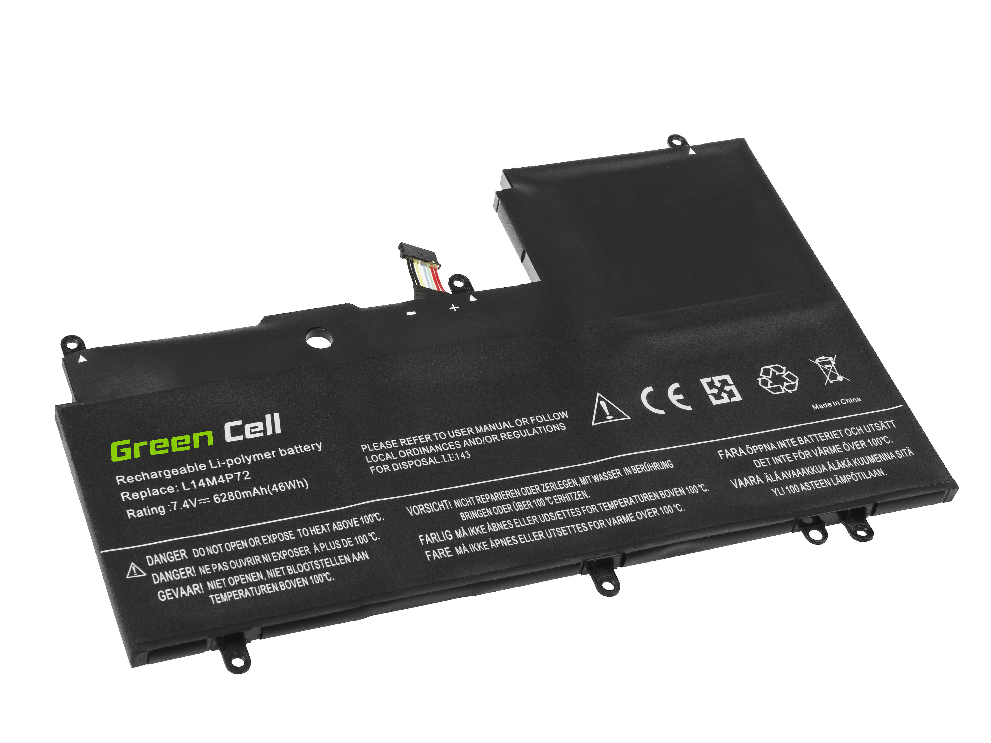 Green Cell LE143 Baterie Lenovo L14M4P72 L14S4P72 pro Lenovo Yoga 3-1470 700-14ISK 6280mAh Li-Pol