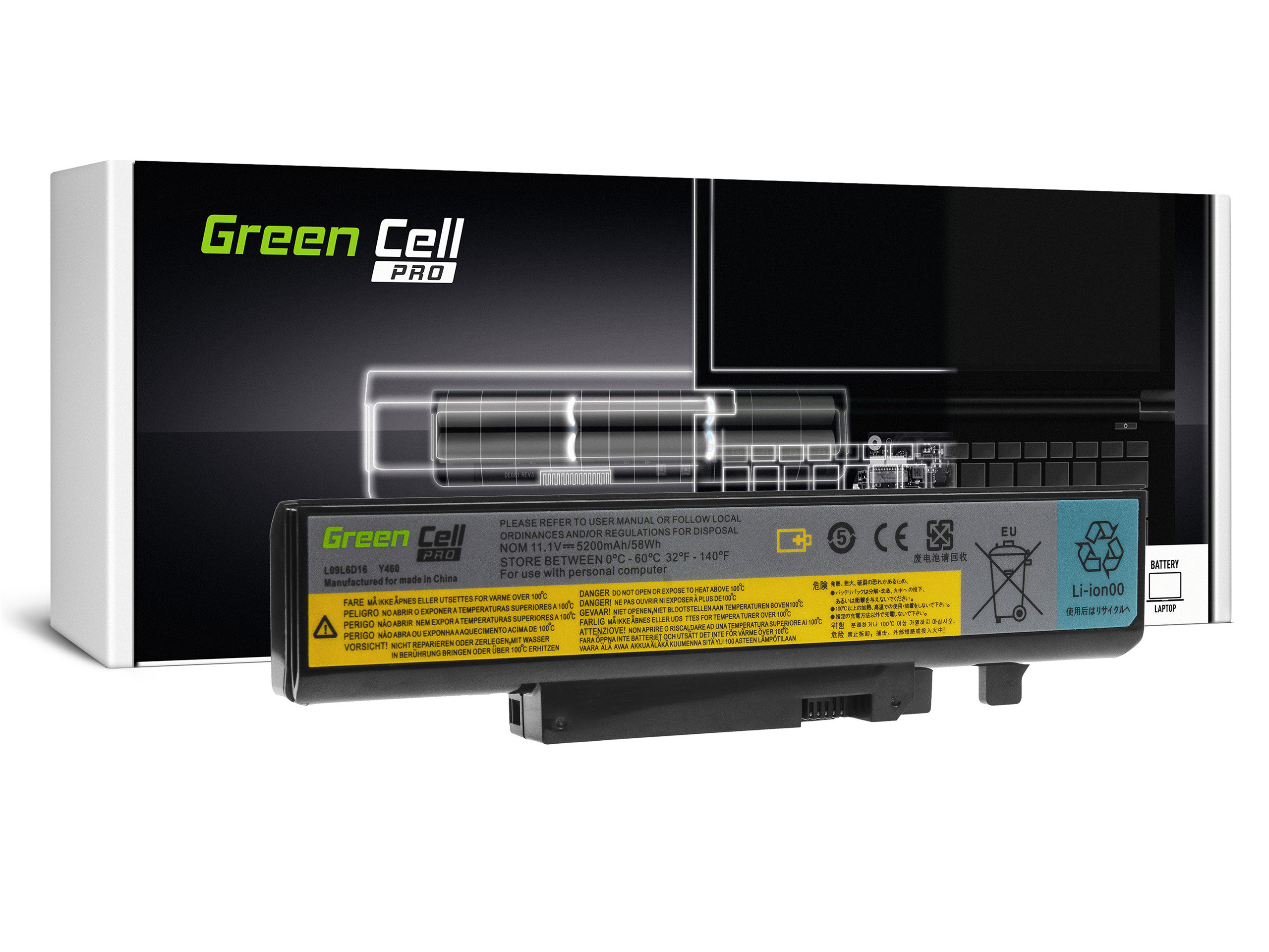 Green Cell LE20PRO Baterie Lenovo L09L6D16 Lenovo IdeaPad B560 Y460 Y560 V560 Y560p Y560a 5200mAh Li-ion