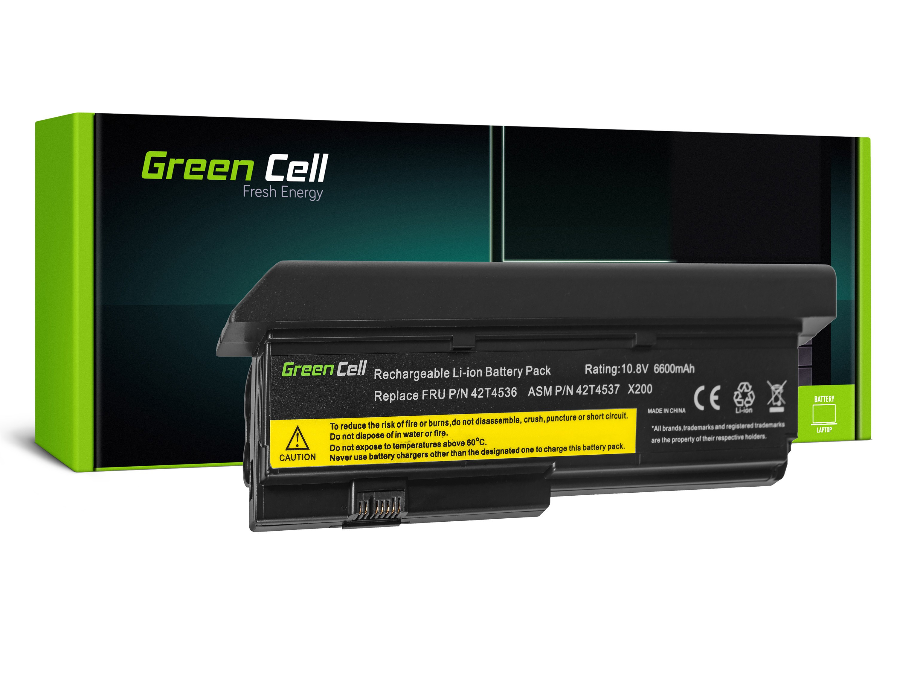 Green Cell LE22 Baterie Lenovo IBM Thinkpad X200 7454T X200 7455 6600mAh Li-ion