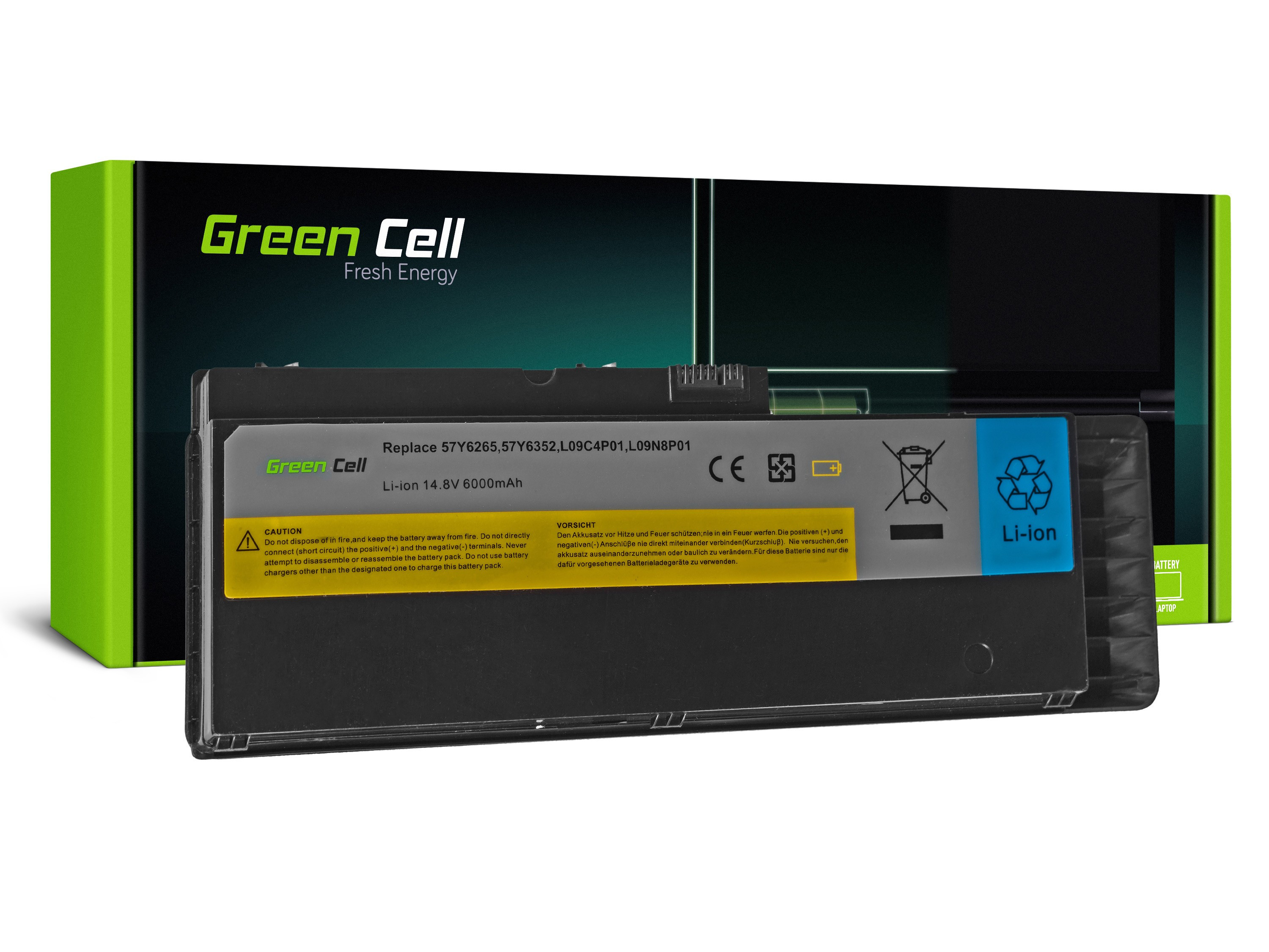 Green Cell LE43 Baterie Lenovo L09C4P01 57Y6265, Lenovo IdeaPad U350 U350W 6000mAh Li-Ion