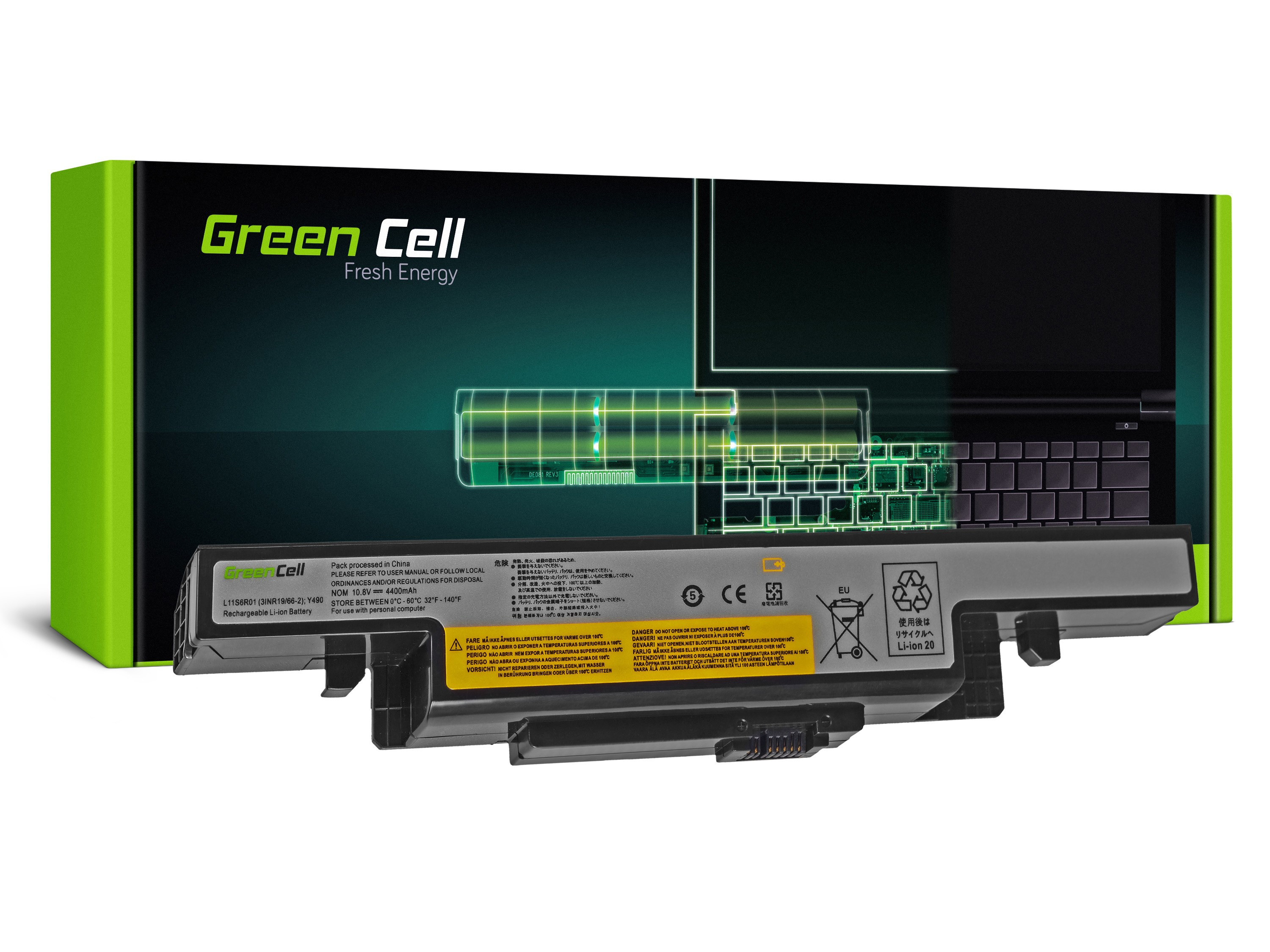 Green Cell LE73 Baterie Lenovo L11S6R01 Lenovo IdeaPad Y400 Y410 Y490 Y500 Y510 Y590 4400mAh Li-Ion