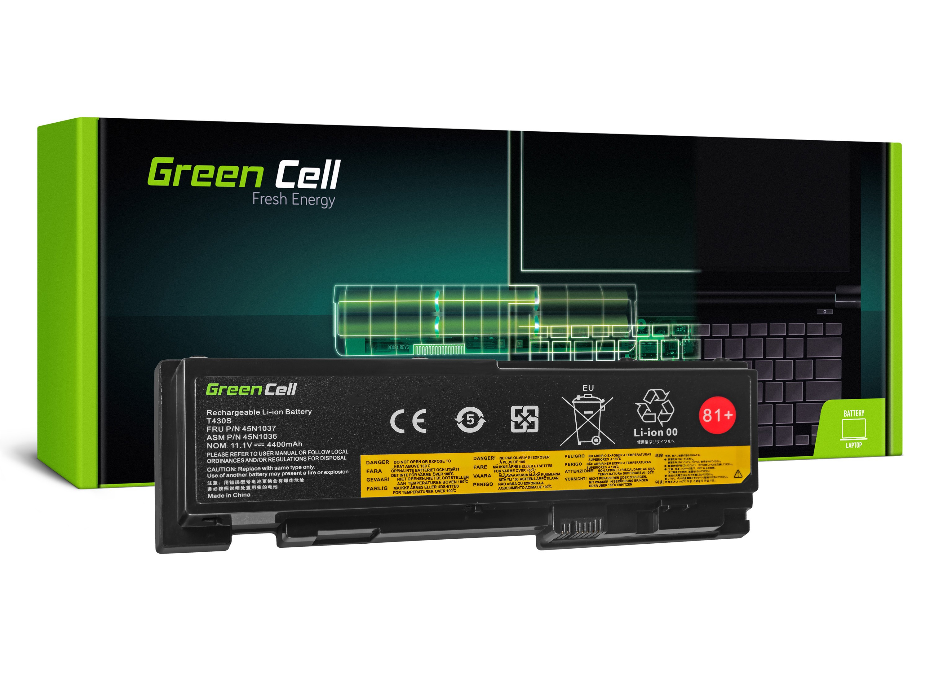 *Green Cell LE83 Baterie Lenovo 45N1036 45N1037 Lenovo ThinkPad T430s T430si 3400mAh Li-ion