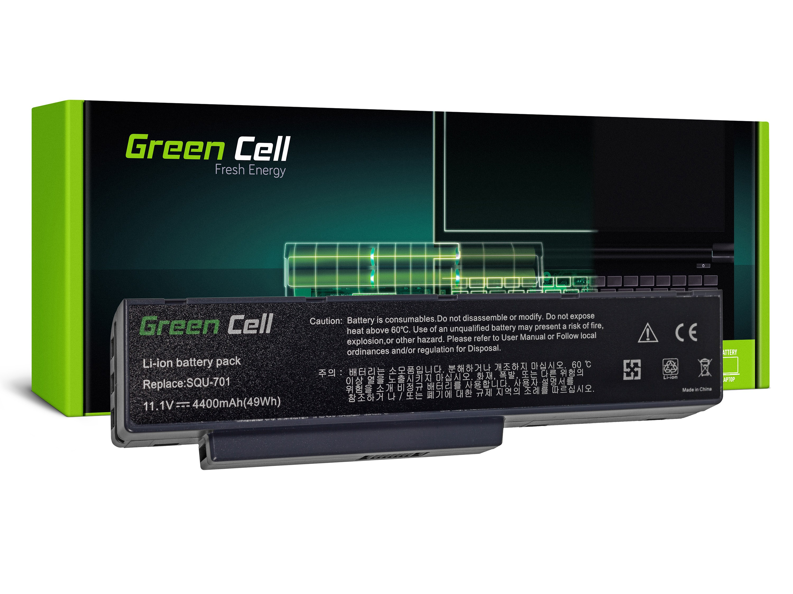 Green Cell LG02 Baterie SQU-701, BenQ JoyBook A52 A53 A52E 4400mAh Li-Ion