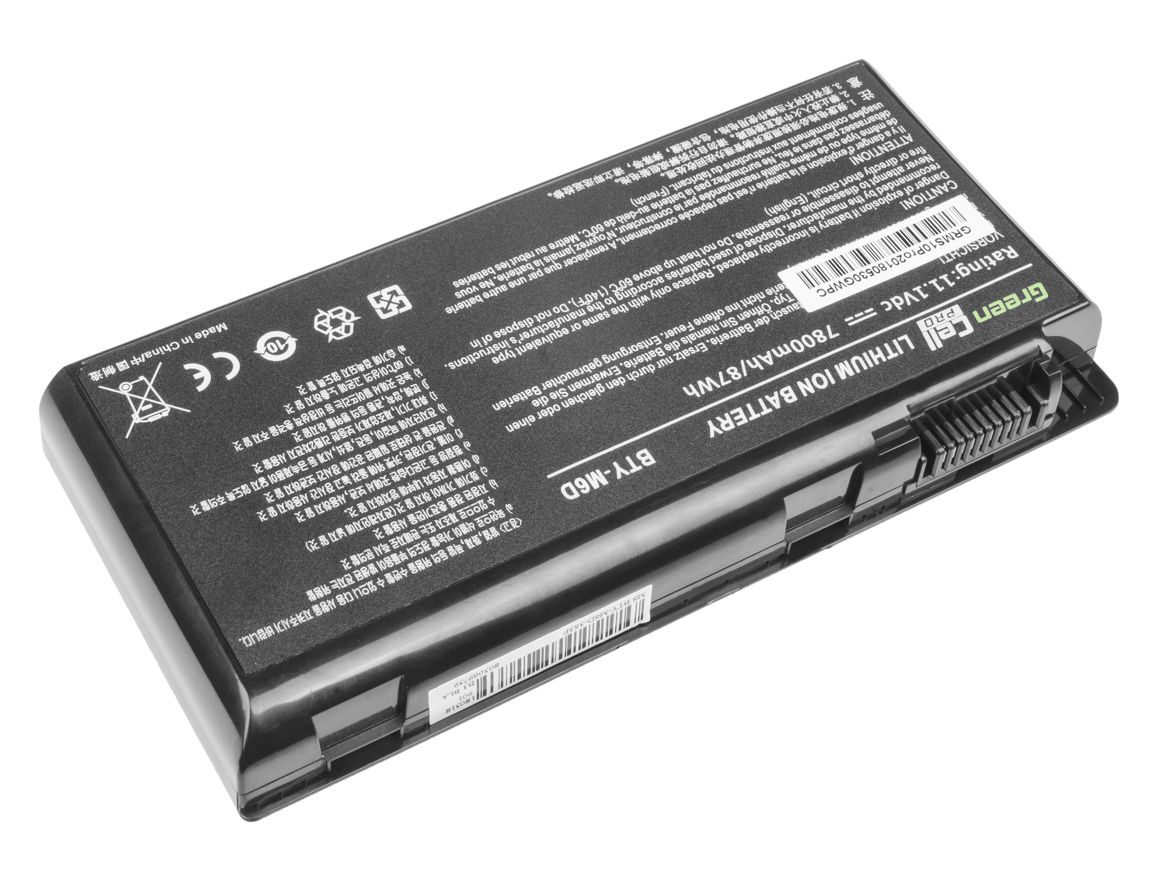 Green Cell MS10PRO Baterie MSI BTY-M6D do MSI GT60 GT70 GT660 GT680 GT683 GT780 GT783 GX660 GX680 GX780 7800mAh Li-ion