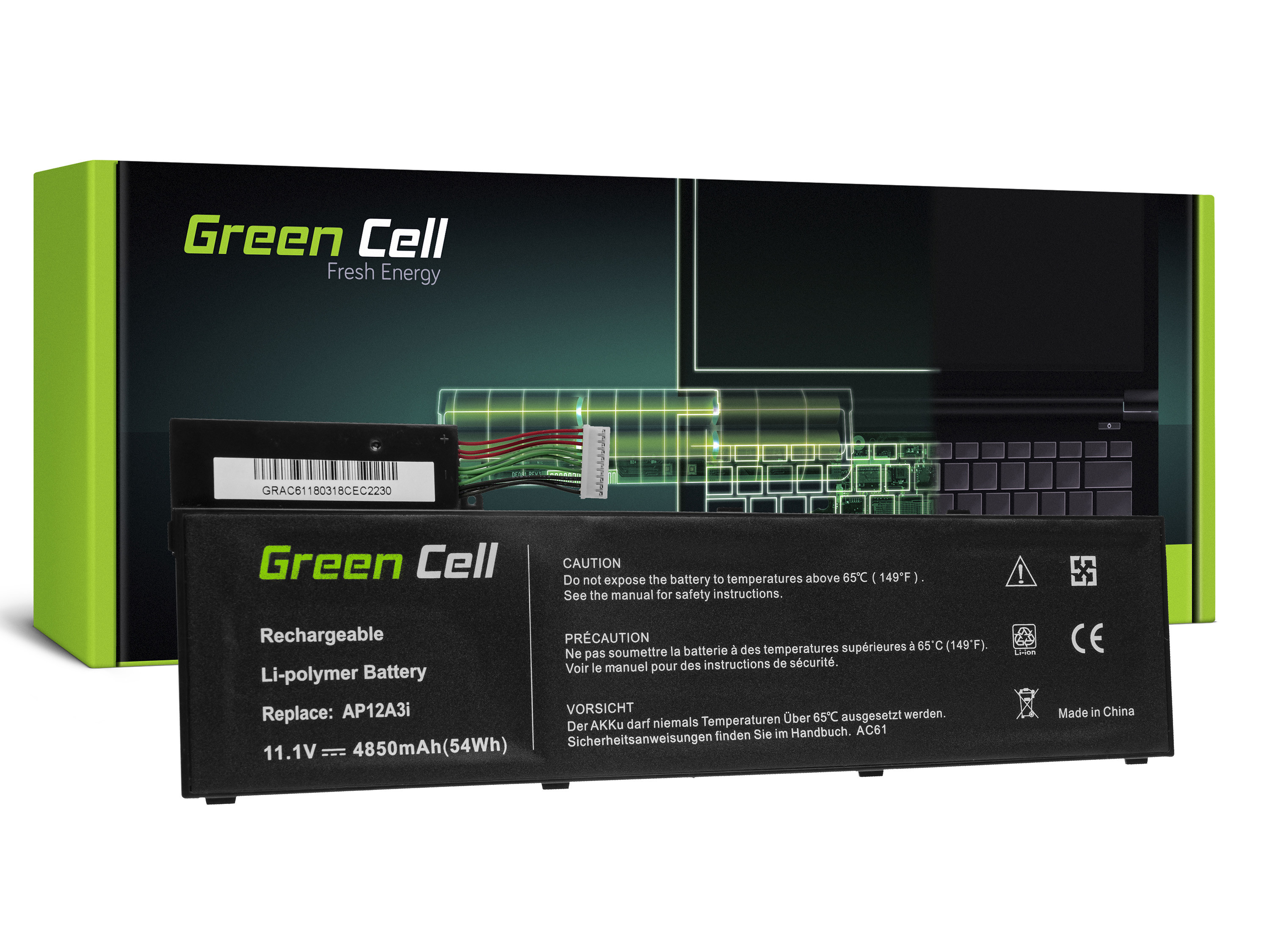 Green Cell AC61 Baterie Acer AP12A3i/AP12A4i/BT.00304.011/KT.00303.002 4850mAh Li-Pol