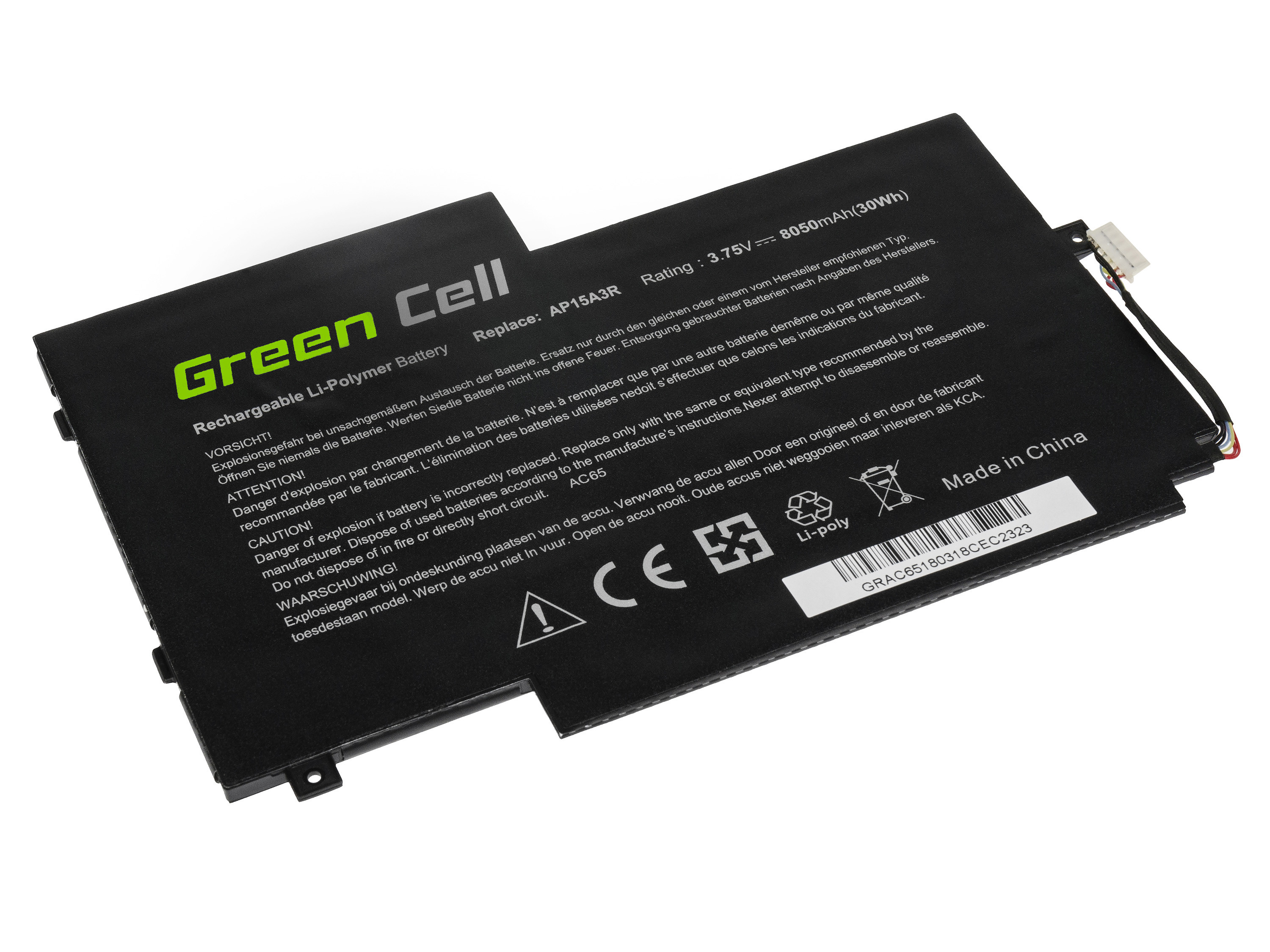 Green Cell AC65 Baterie Acer AP15A3R/AP15A8R/KT.00203.009/Acer Aspire Switch 10 E 8050mAh Li-Pol