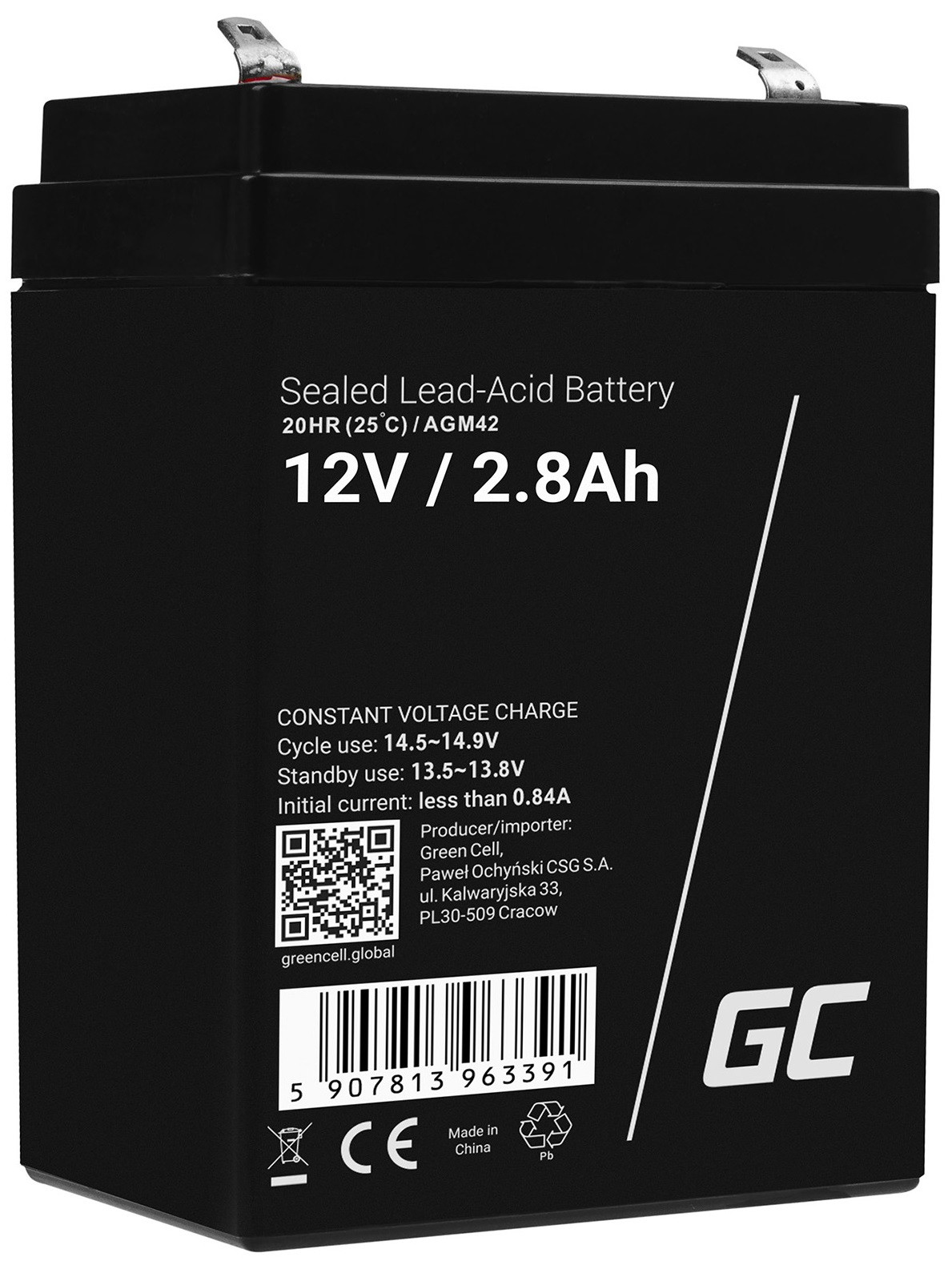 Green Cell AGM baterie 12V 2.8Ah