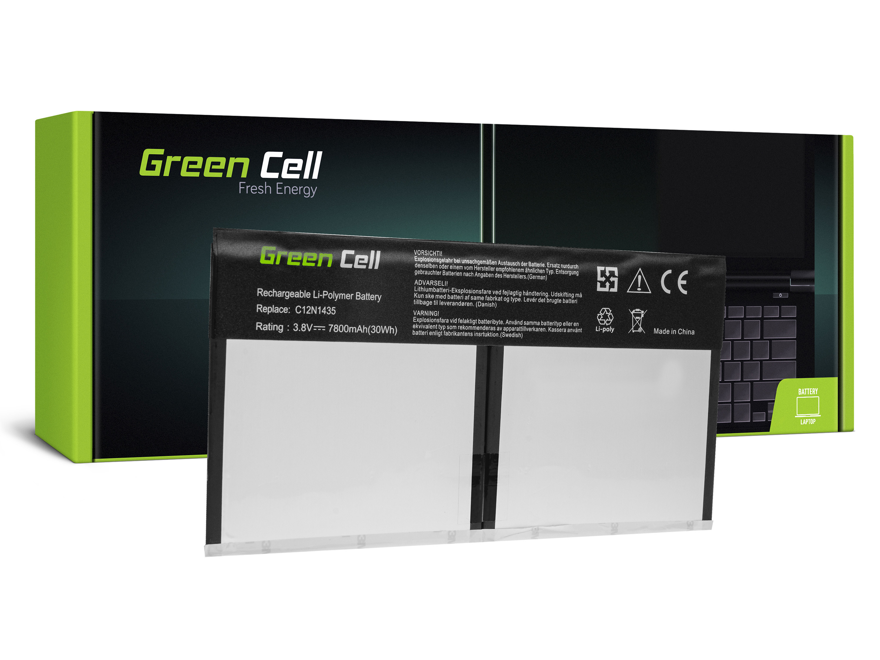 Green Cell AS108 Baterie Asus C12N1435/Asus Transformer Book T100H/T100HA 7800mAh Li-Pol – neoriginální