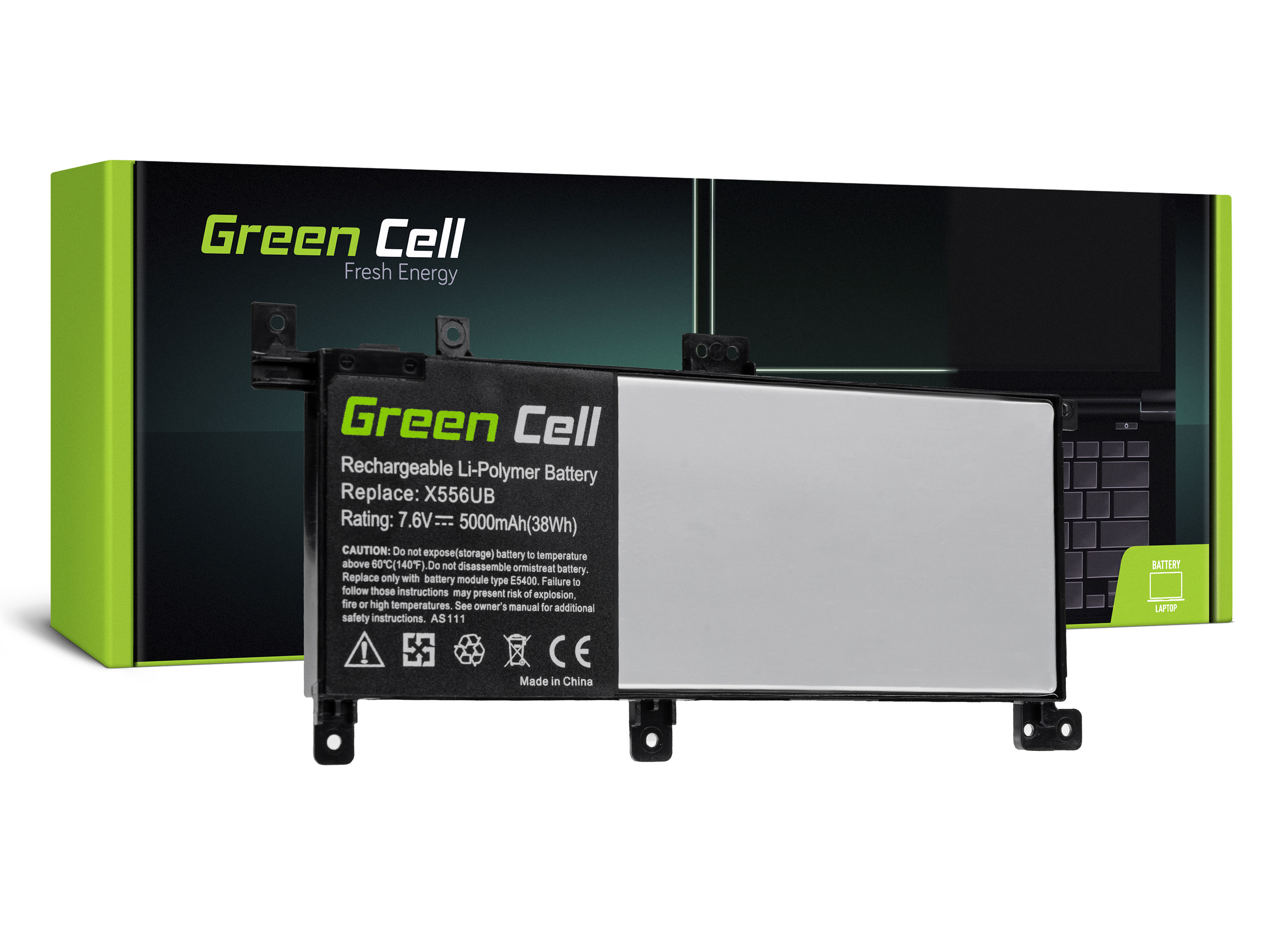 **Green Cell AS111 Baterie Asus C21N1509/Asus X556U/X556UA/X556UB/X556UF/X556UJ 4100mAh Li-Pol