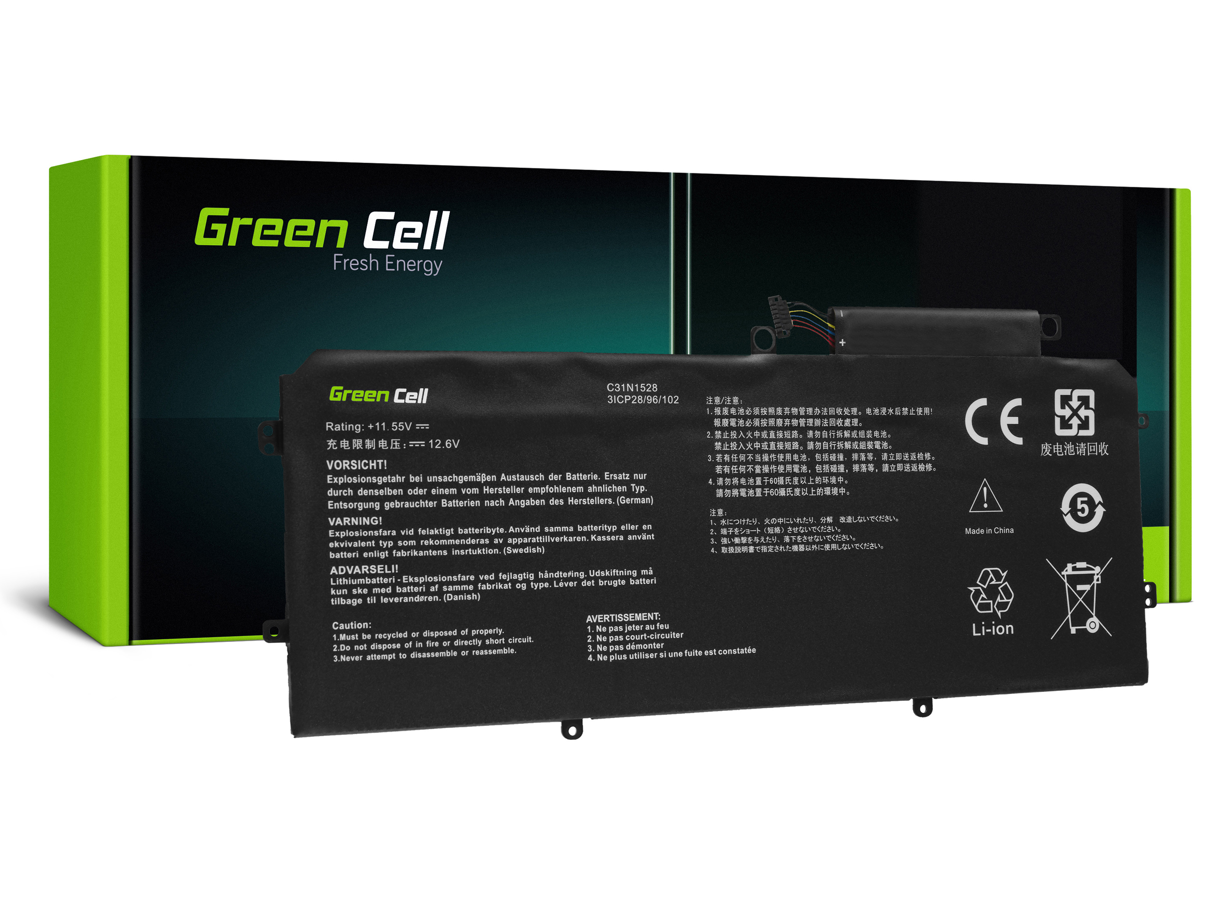 Green Cell AS152 Baterie Asus C31N1528 pro Asus ZenBook Flip UX360C UX360CA 3000mAh Li-Pol – neoriginální