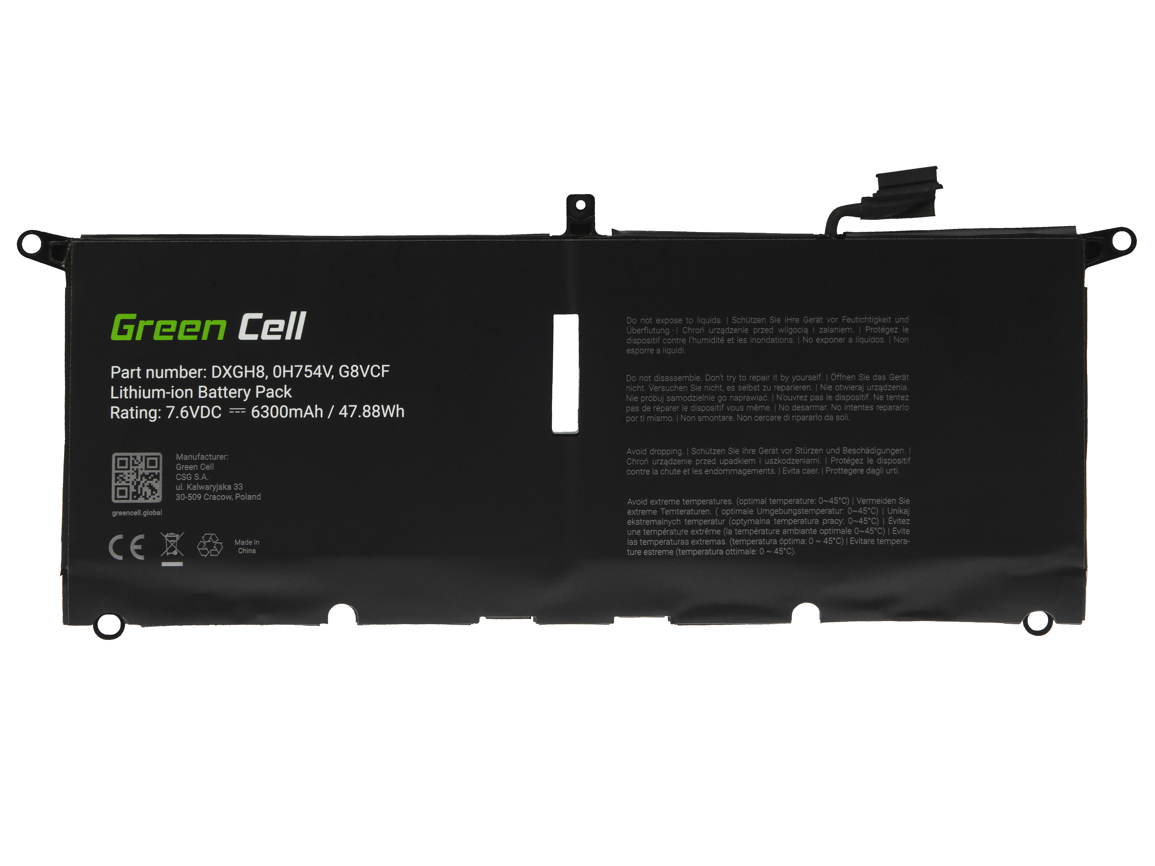 Green Cell DE143 Baterie Dell DXGH8, Dell XPS 13 9370 9380, Dell Inspiron 13 3301 5390 7390, Dell Vostro 13 5390 6300mAh Li-Pol