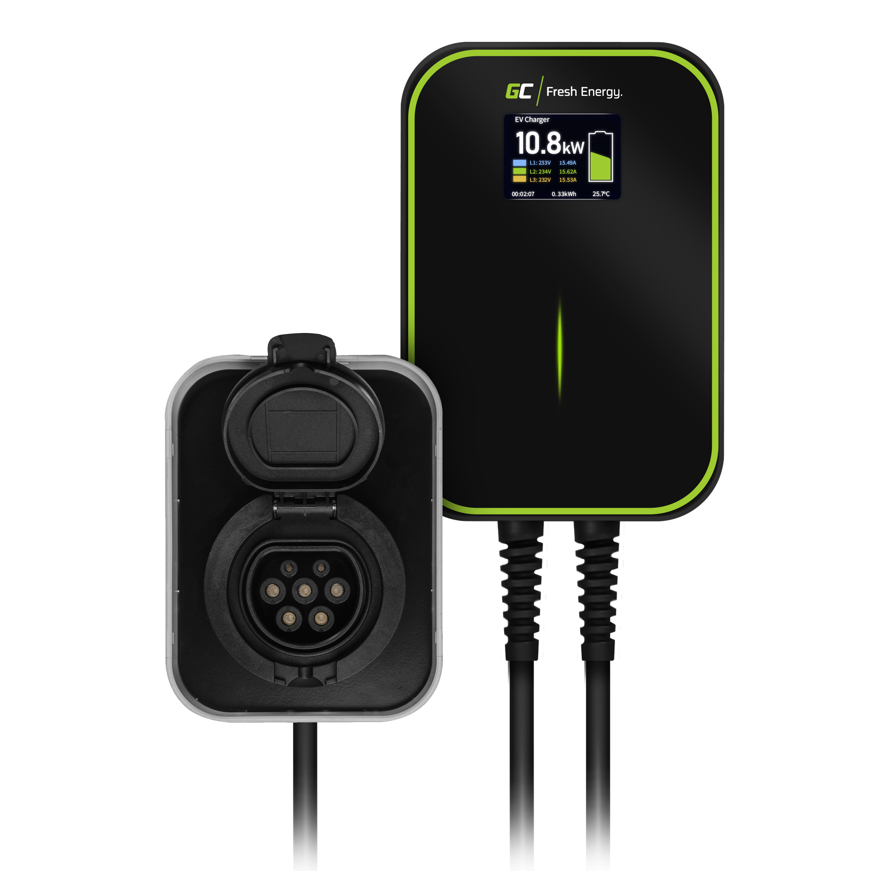 *Green Cell Wallbox EV PowerBox 22kW nabíječka s Typ 2 socket pro napájení elektro mobilů a Plug-In hybrids