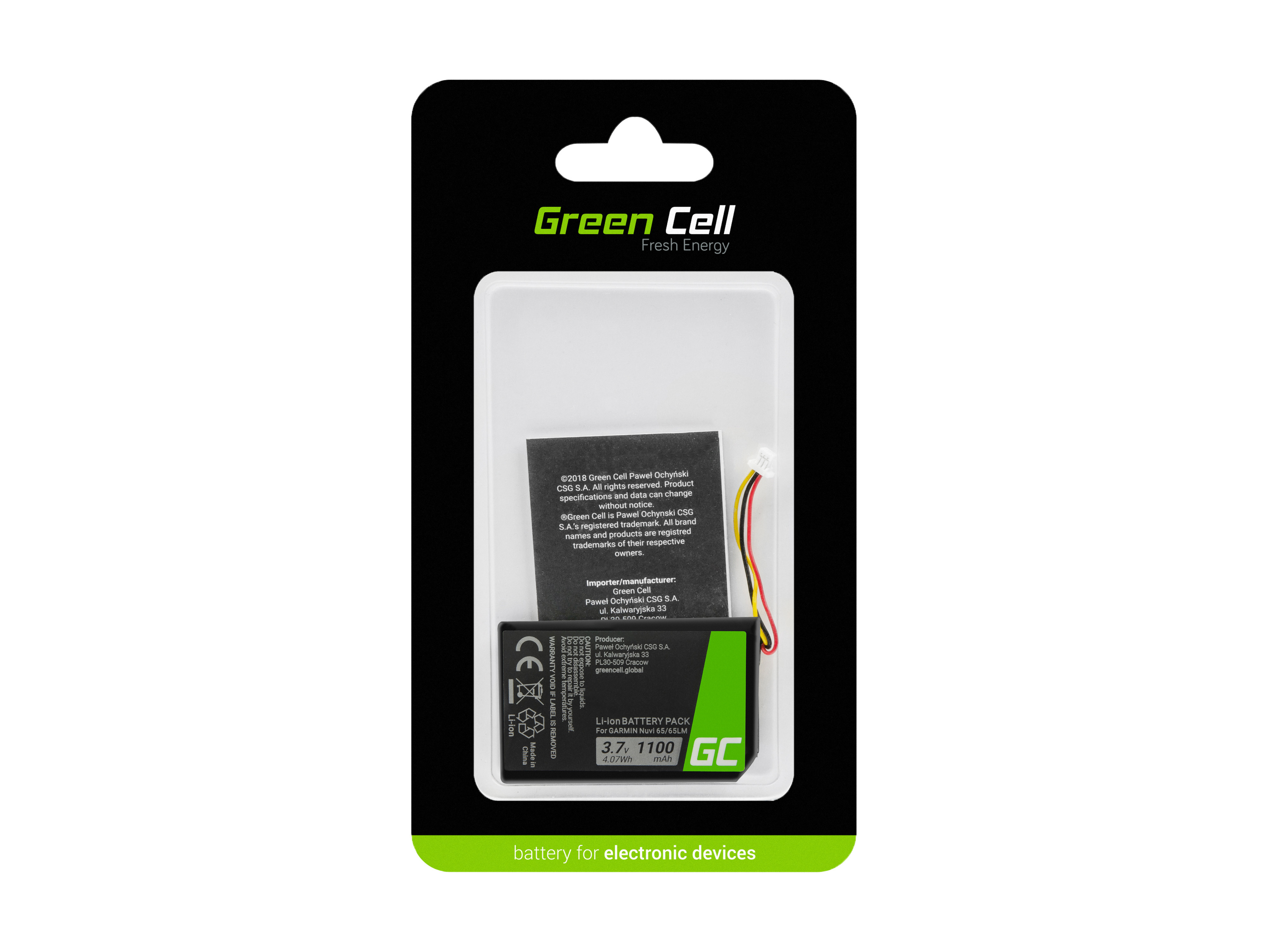 Green Cell Baterie TomTom 361-00056-01 pro Garmin Nuvi 53 53LMT 55 55LM 56 65 65LM 66 66LM 1100mAh Li-ion