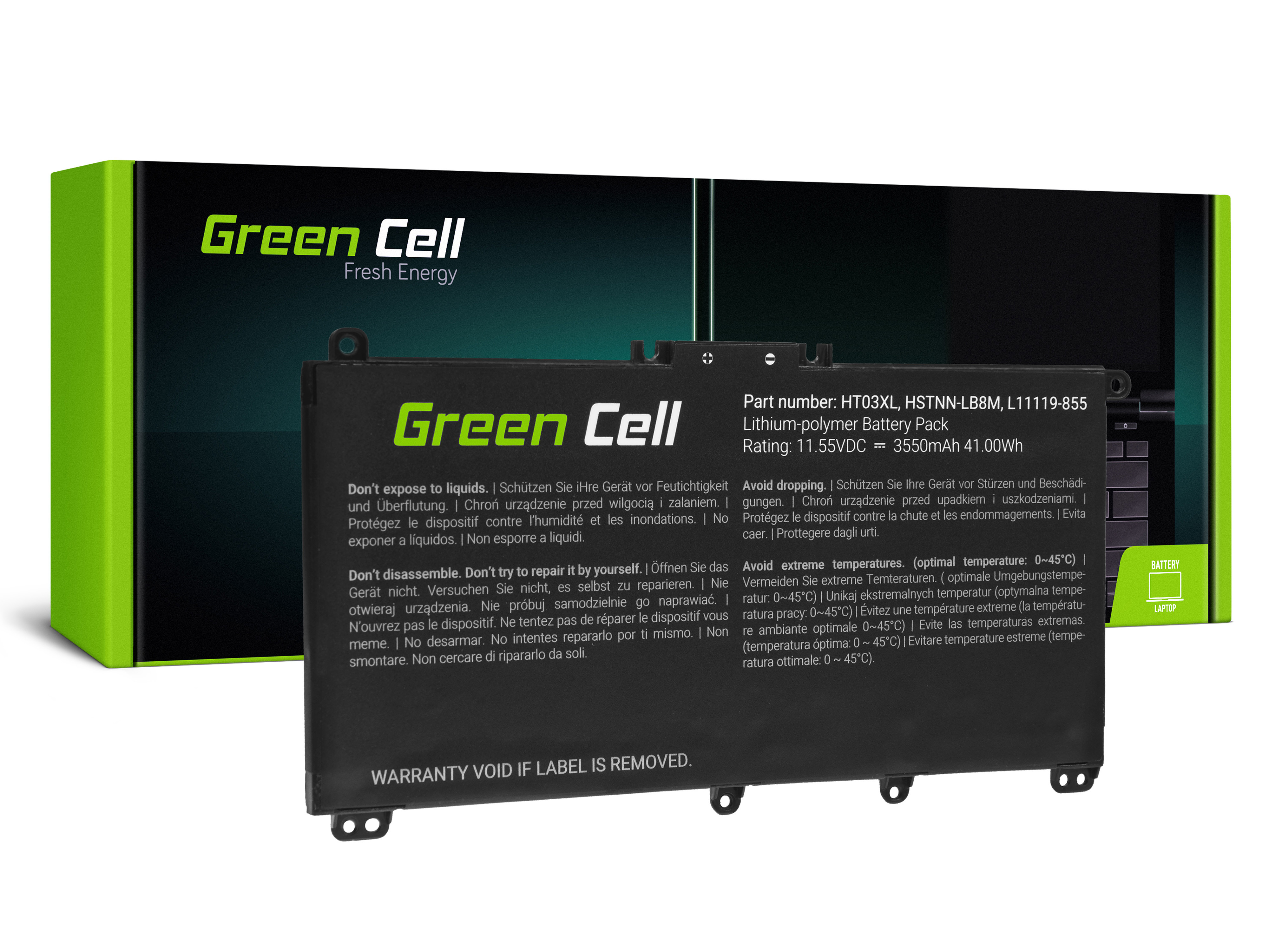 *Green Cell HP163 Baterie HP HT03XL,HP 240 G7 245 G7 250 G7 255 G7, HP 14 15 17, HP Pavilion 14 15 3550mAh Li-Ion