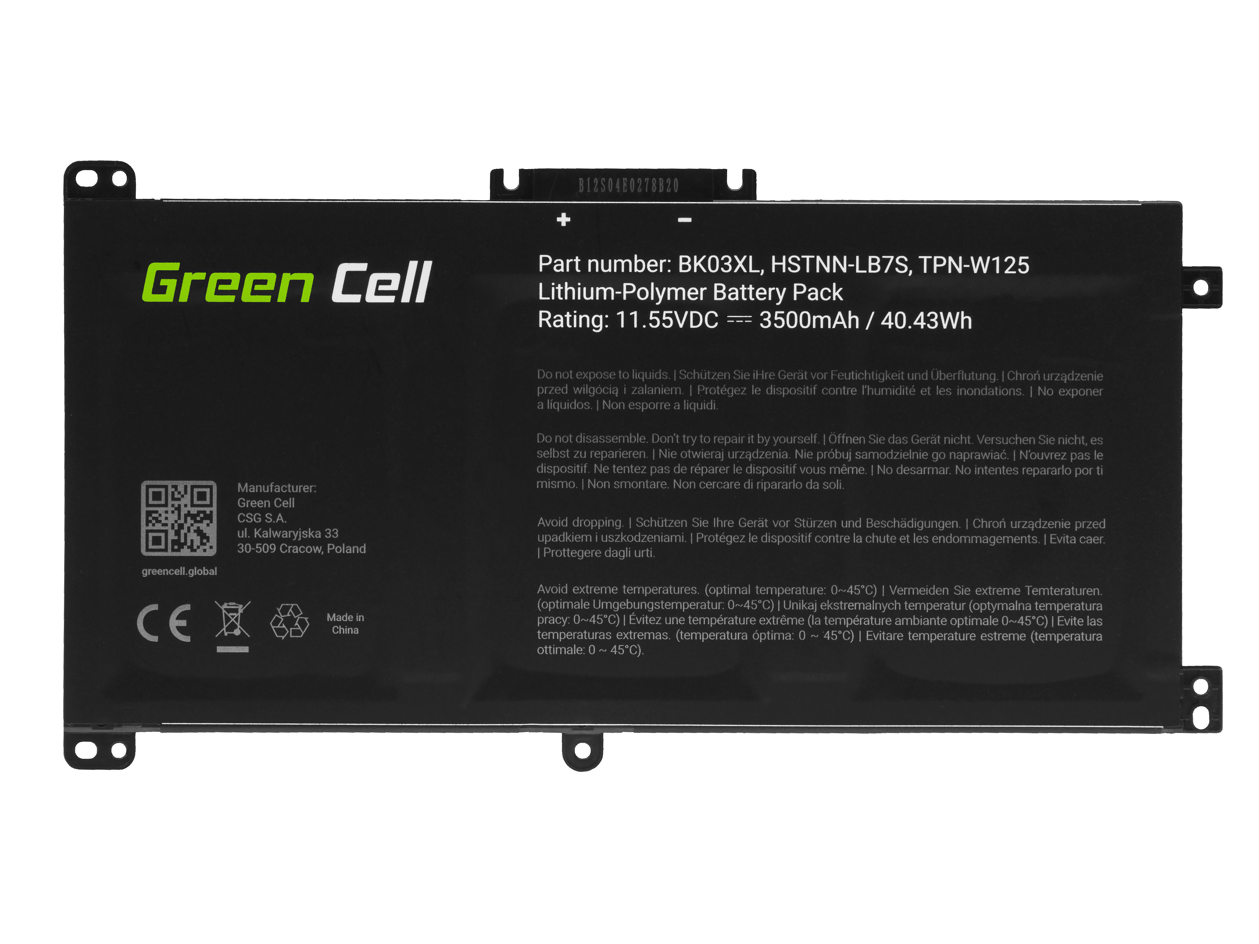 Green Cell HP167 Baterie HP BK03XL HP Pavilion x360 14-BA 14-BA015NW 14-BA022NW 14-BA024NW 14-BA102NW 14-BA104NW 3500mAh Li-Pol