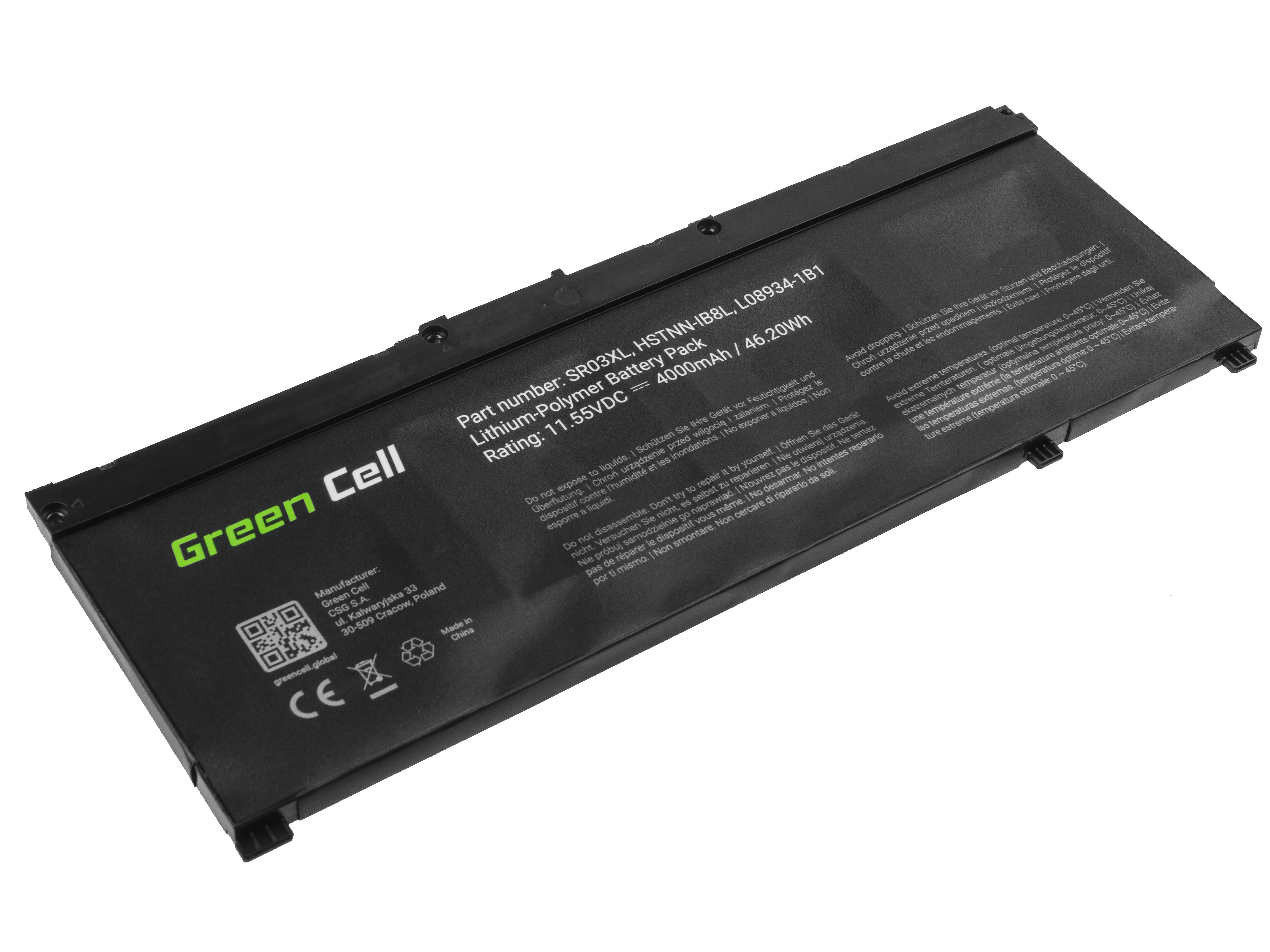 Green Cell HP170 Baterie HP SR03XL, HP Omen 15 15-DC 17 17-CB 17-CB0006NW 17-CB0014NW Pavilion Gaming 17 17-CD 17-CD0014NW 4000mAh Li-Pol