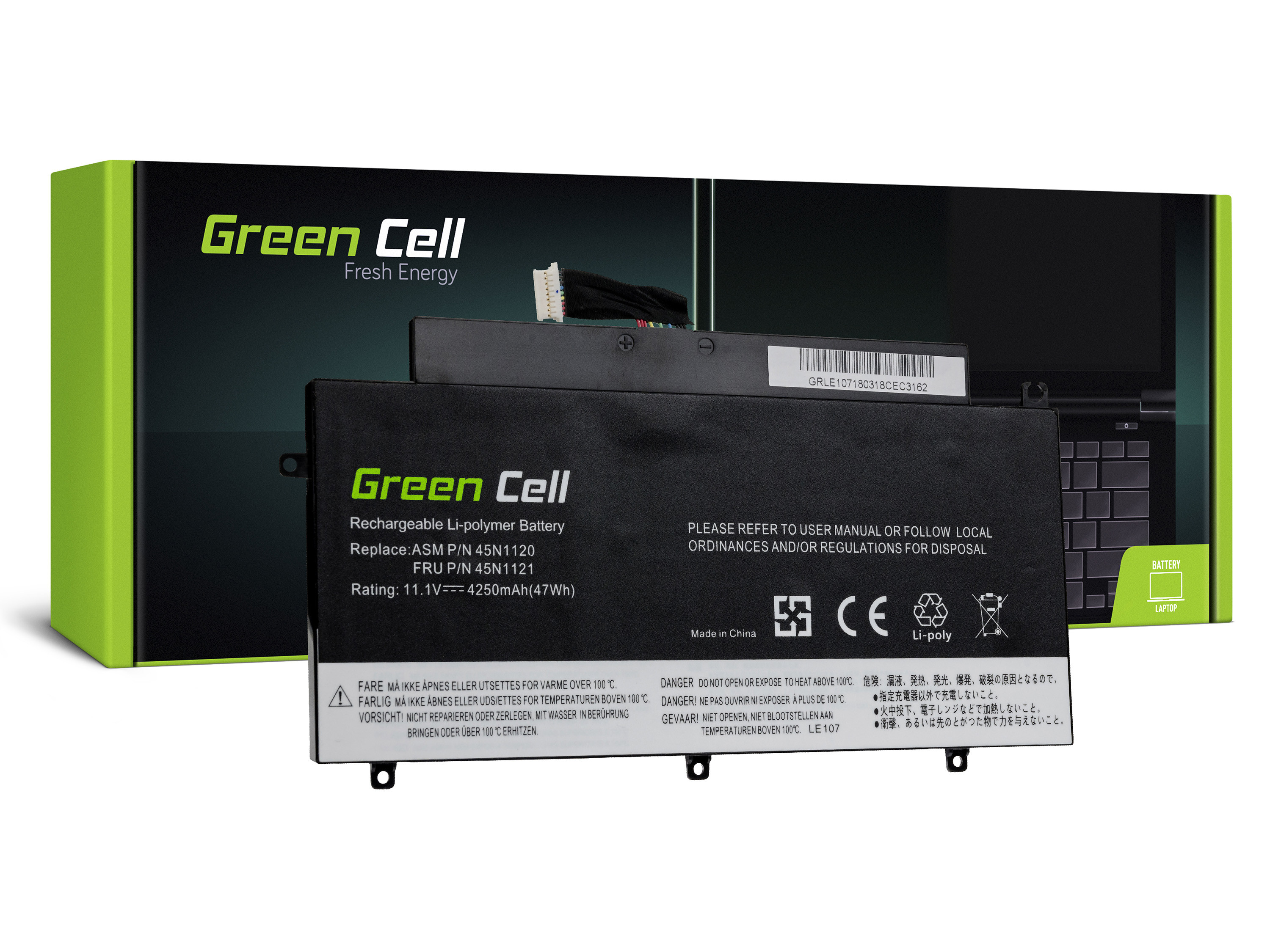 Green Cell LE107 Baterie Lenovo 45N1121 Lenovo ThinkPad T431S 4250mAh Li-Pol – neoriginální