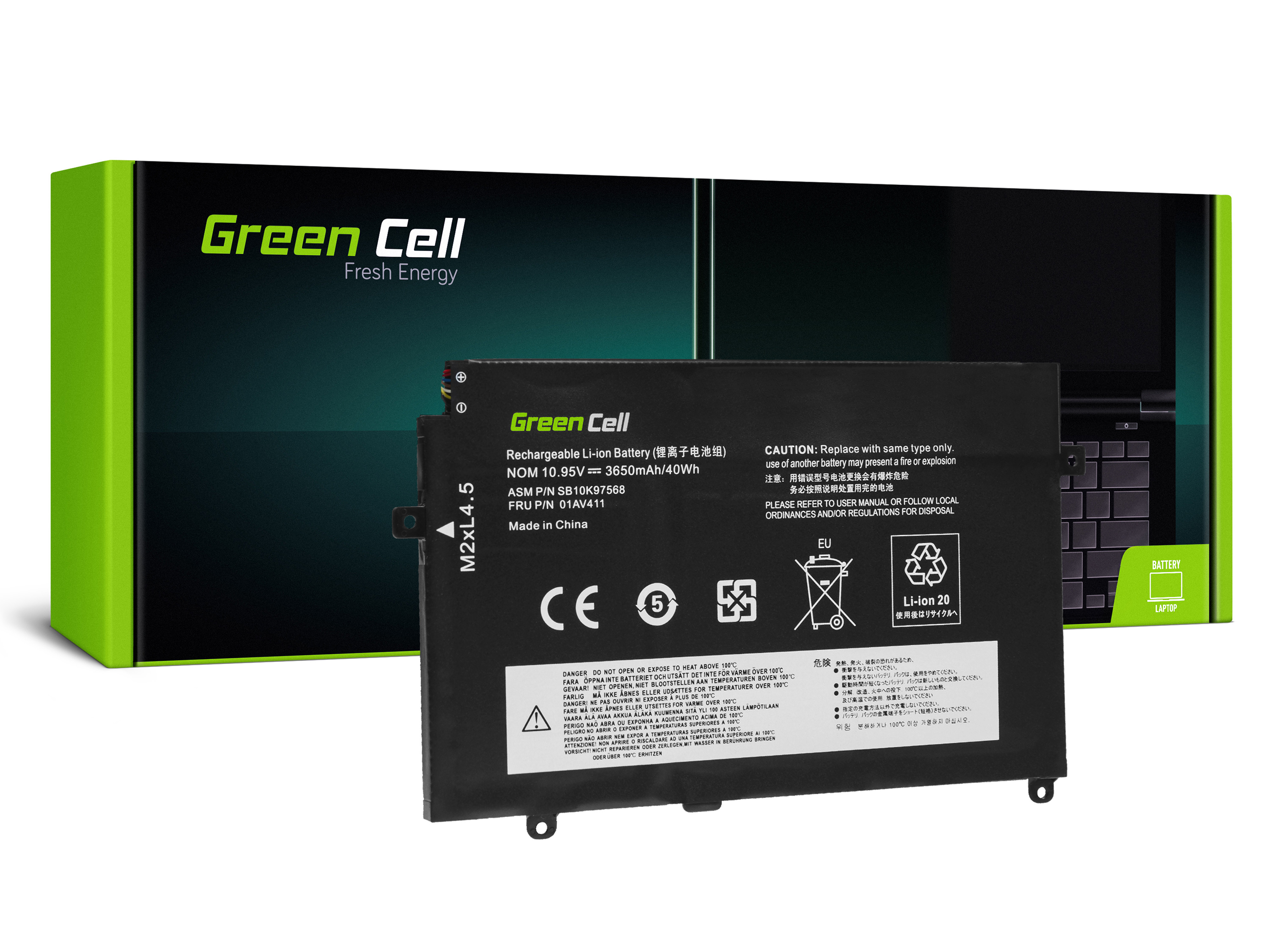 Green Cell LE148 Baterie Lenovo 01AV411 01AV412 01AV413 Lenovo ThinkPad E470 E475 3500mAh Li-Pol