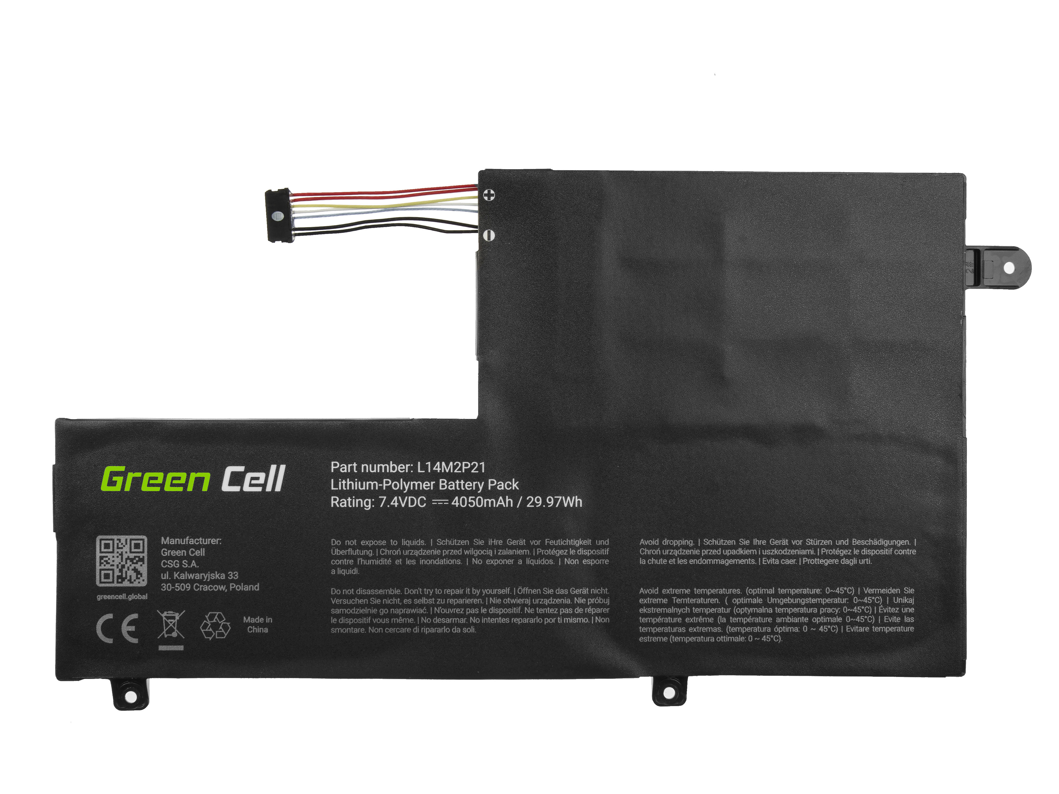 Green Cell LE156 Baterie Lenovo L14L2P21 L14M2P21, Lenovo Yoga 500-14 500-14IBD 500-14ISK 500-15 500-15IBD 500-15ISK 4050mAh Li-Pol – neoriginální