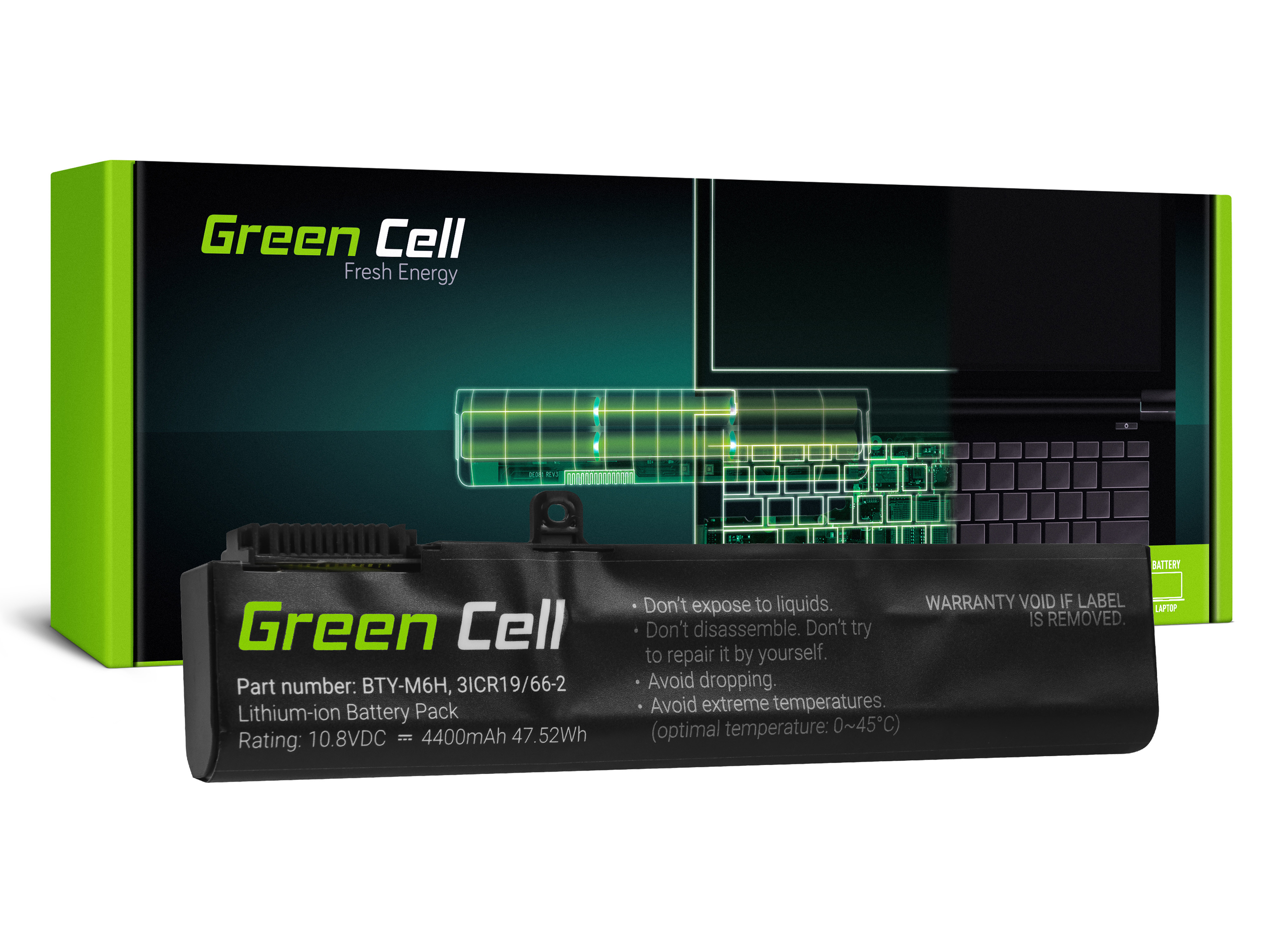 Green Cell MS16 Baterie MSI BTY-M6H,MSI GE62 GE63 GE72 GE73 GE75 GE75 GL62 GL73 GL65 GL72 GP62 GP63 GP72 GP73 GV62 GV72 PE60 PE70 4400mAh Li-ion