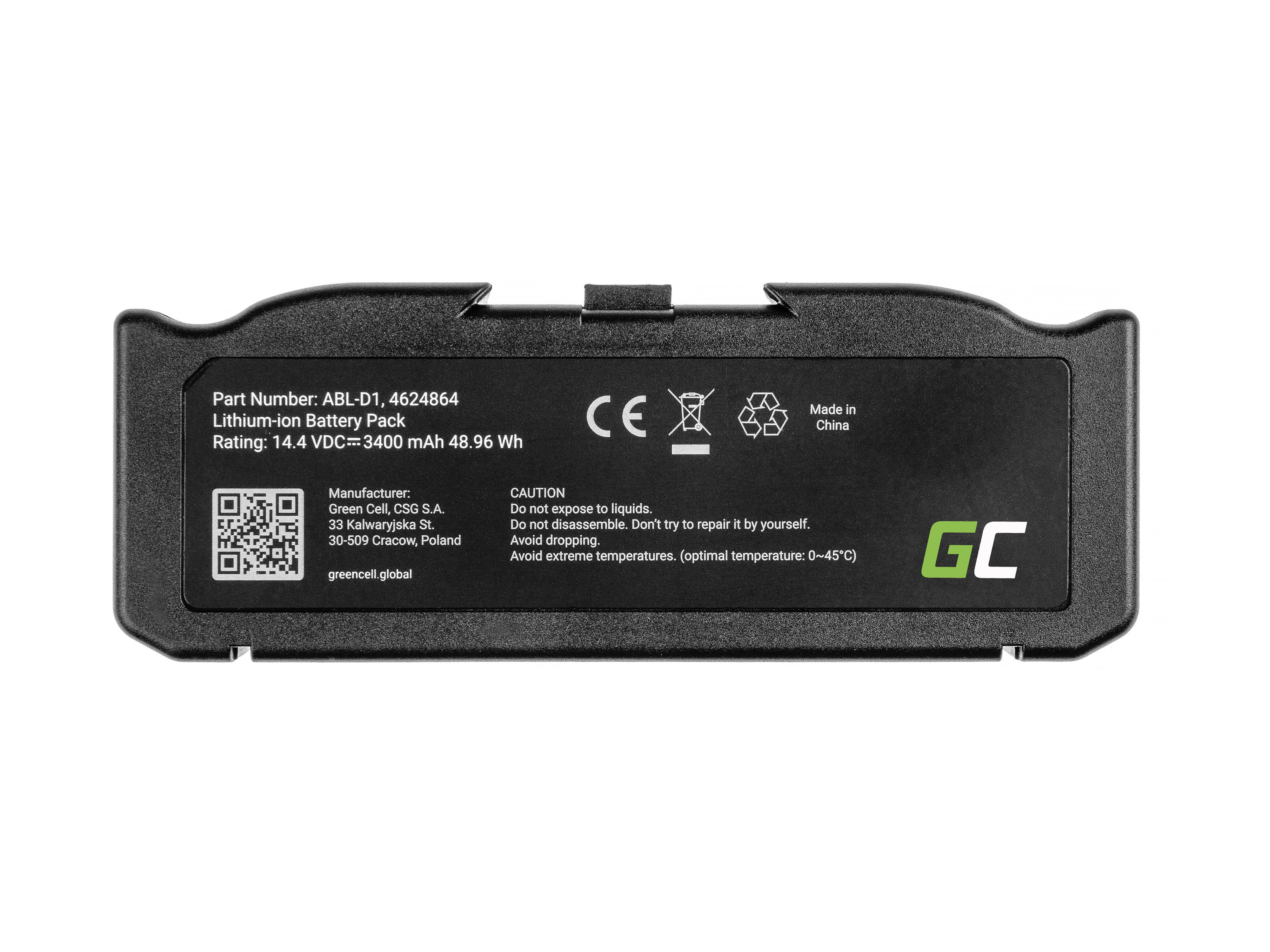Green Cell PT259 Baterie iRobot ABL-D1, 4624864, iRobot Roomba e5, e6, i3, i3+, i7, i7+, i8, i8+ 14.4V 3400mAh Li-ion