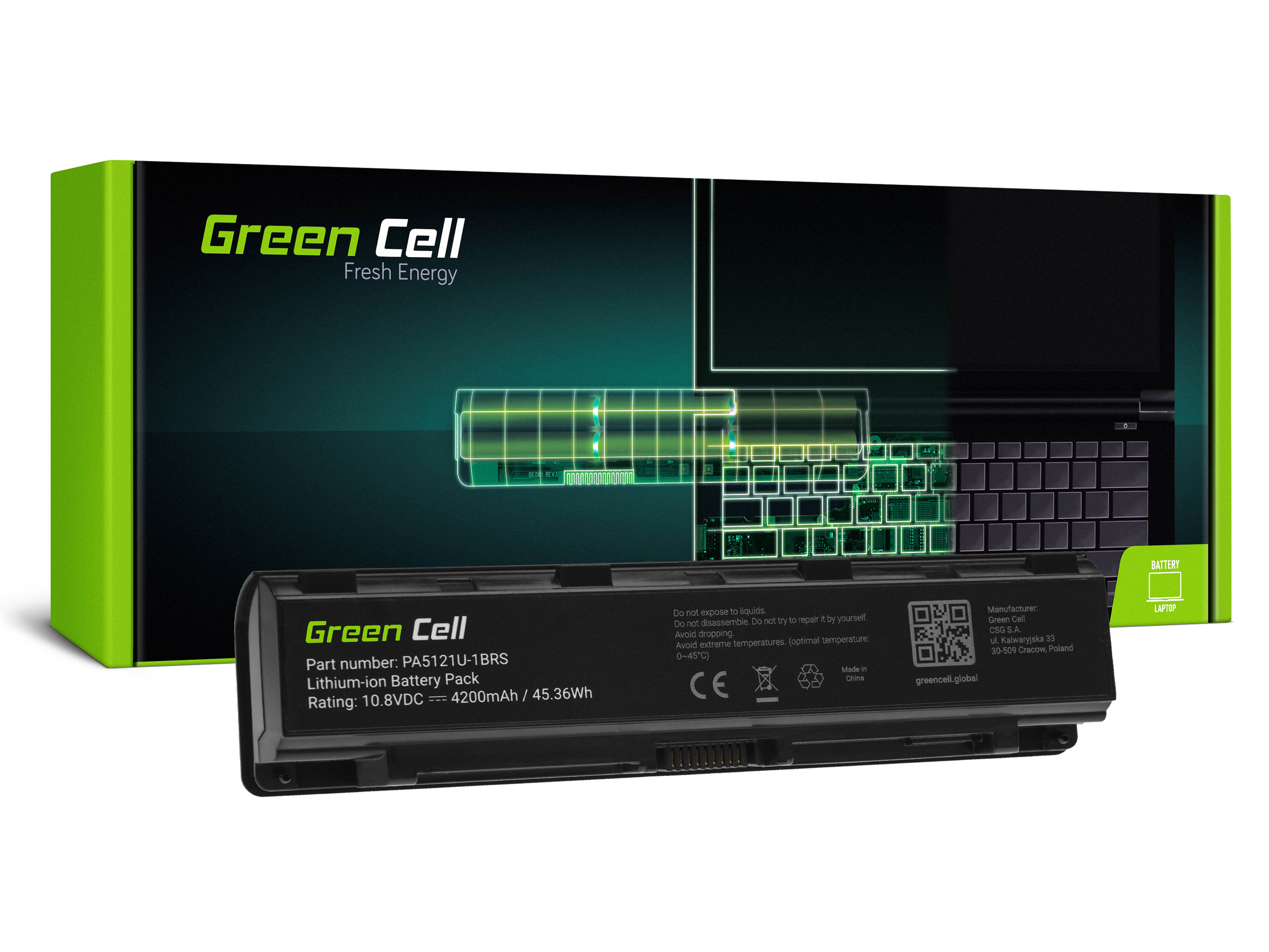 Green Cell TS65 Baterie Toshiba PA5121U-1BRS PABAS274, Toshiba Satellite P70-A P70-A-10L P70-A-10W P75-A P75-A7100 P75-A7200 4200mAh Li-Ion