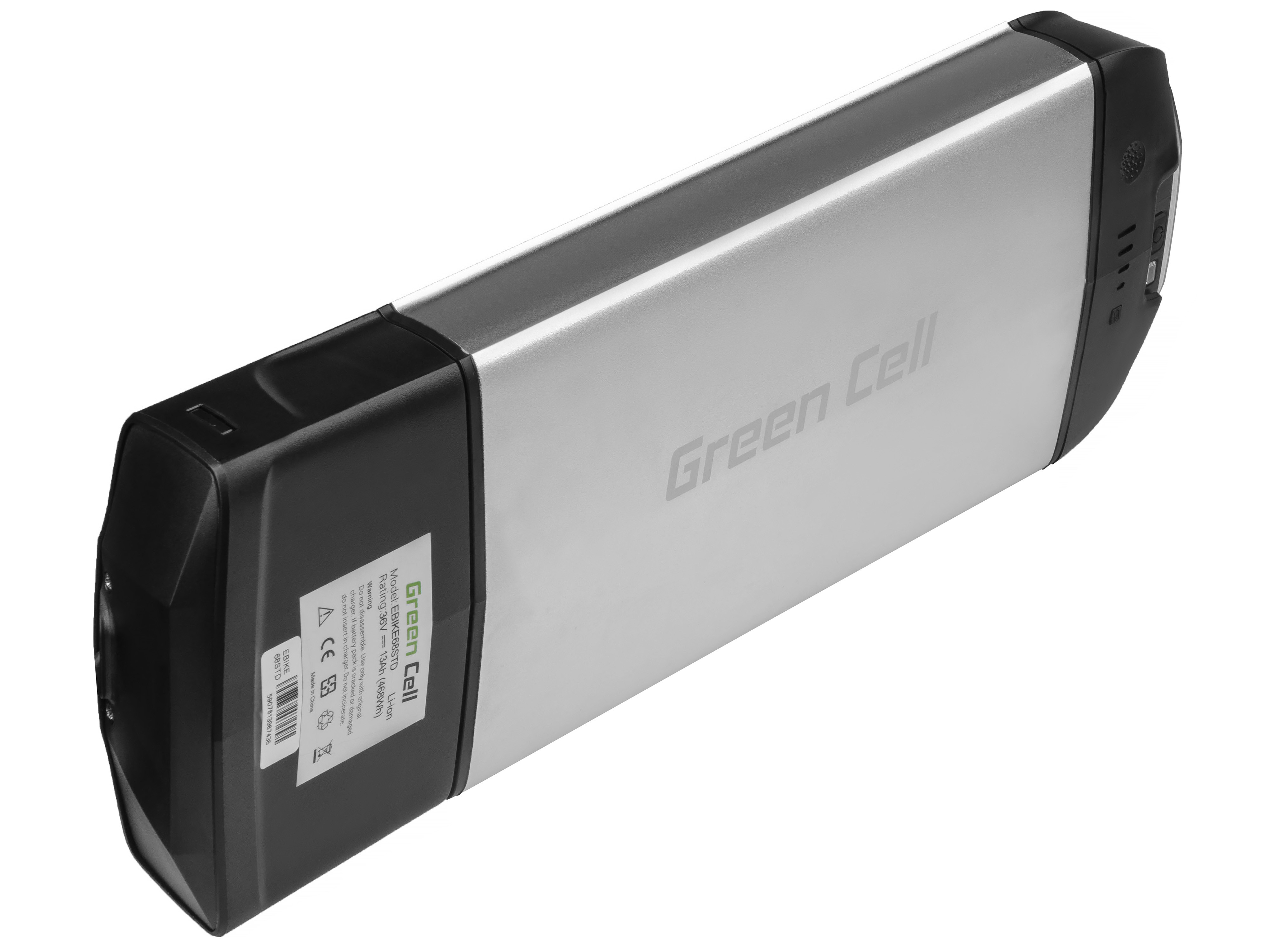 Green Cell EBIKE68STD Baterie pro Elektrokola Rear Rack zadní stojan s Nabíječkou 36V 13Ah 468Wh Li-Ion