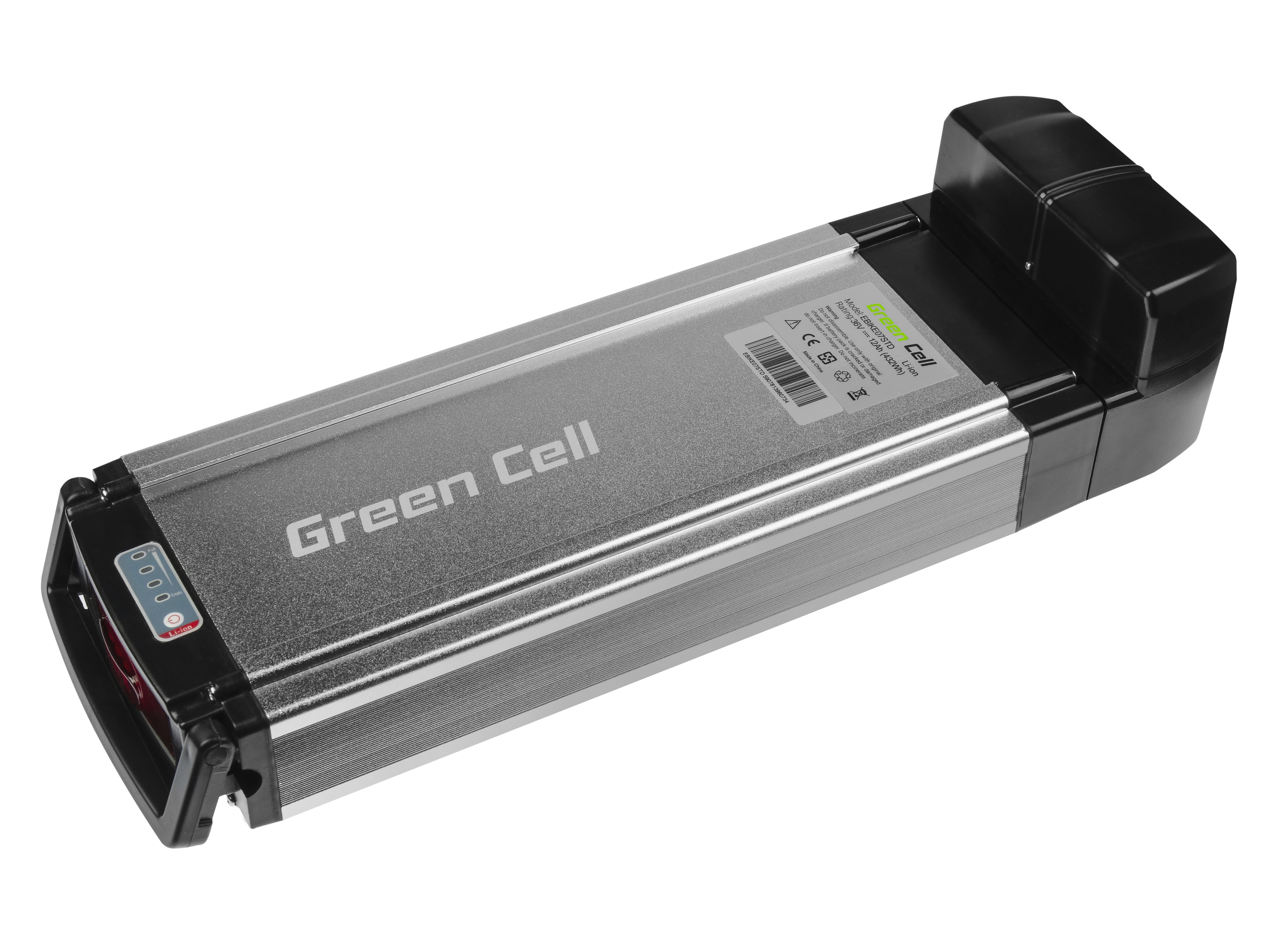 Green Cell EBIKE07STD Baterie pro Elektrokola Rear Rack s Nabíječkou 36V 12Ah 432Wh Li-Ion