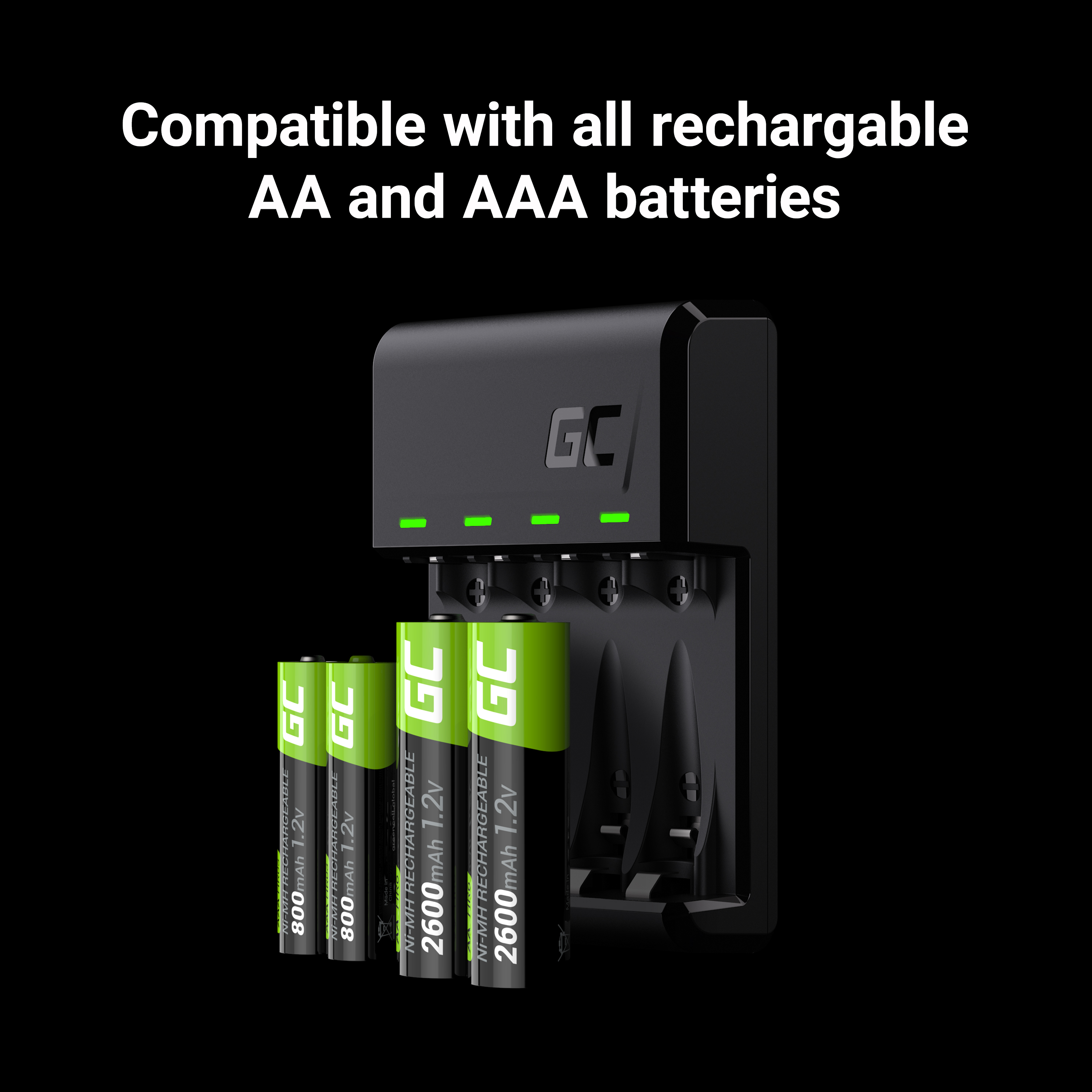 *Green Cell VitalCharger Nabíječka Set AA a AAA baterií s Micro USB a USB-C portem + baterie 4xAAA / HR03 800mAh