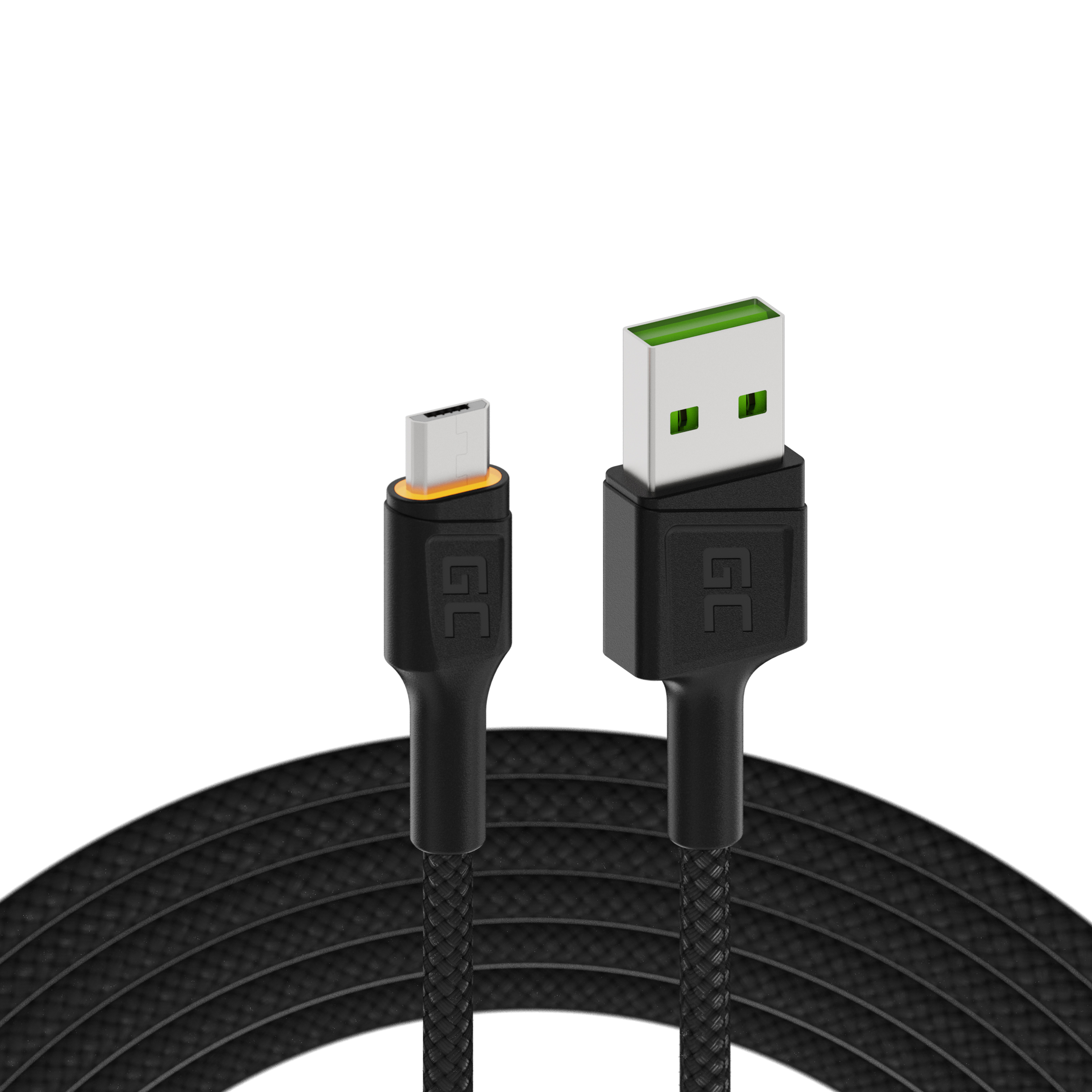 Green Cell kabel GC Ray USB - Micro USB 200cm, oranžové podsvícení LED, rychlé nabíjení Ultra Charge, QC3.0