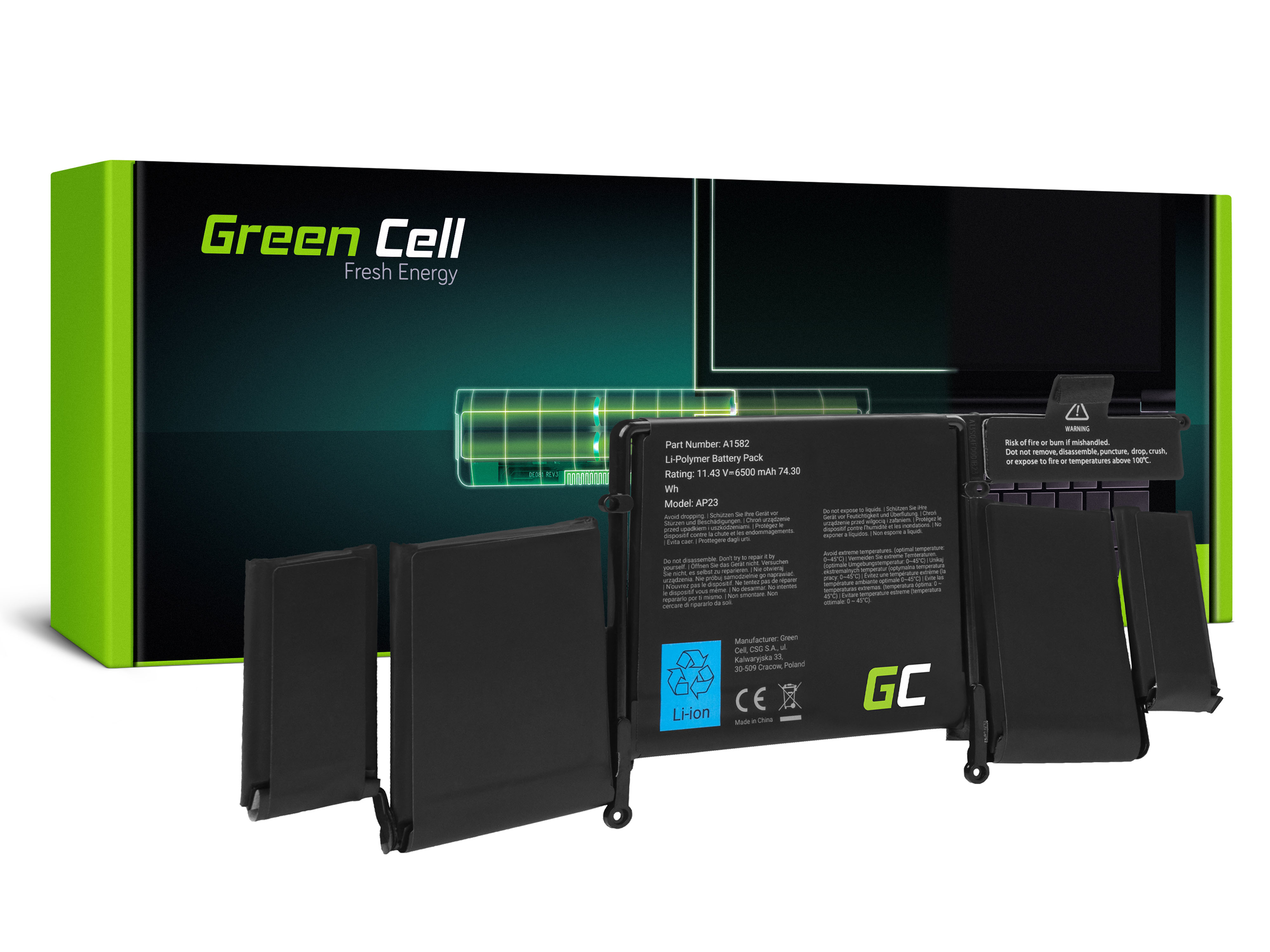 Green Cell AP23 Baterie Apple A1582, Apple MacBook Pro 13 A1502 (Early 2015) 74.9Wh Li-ion