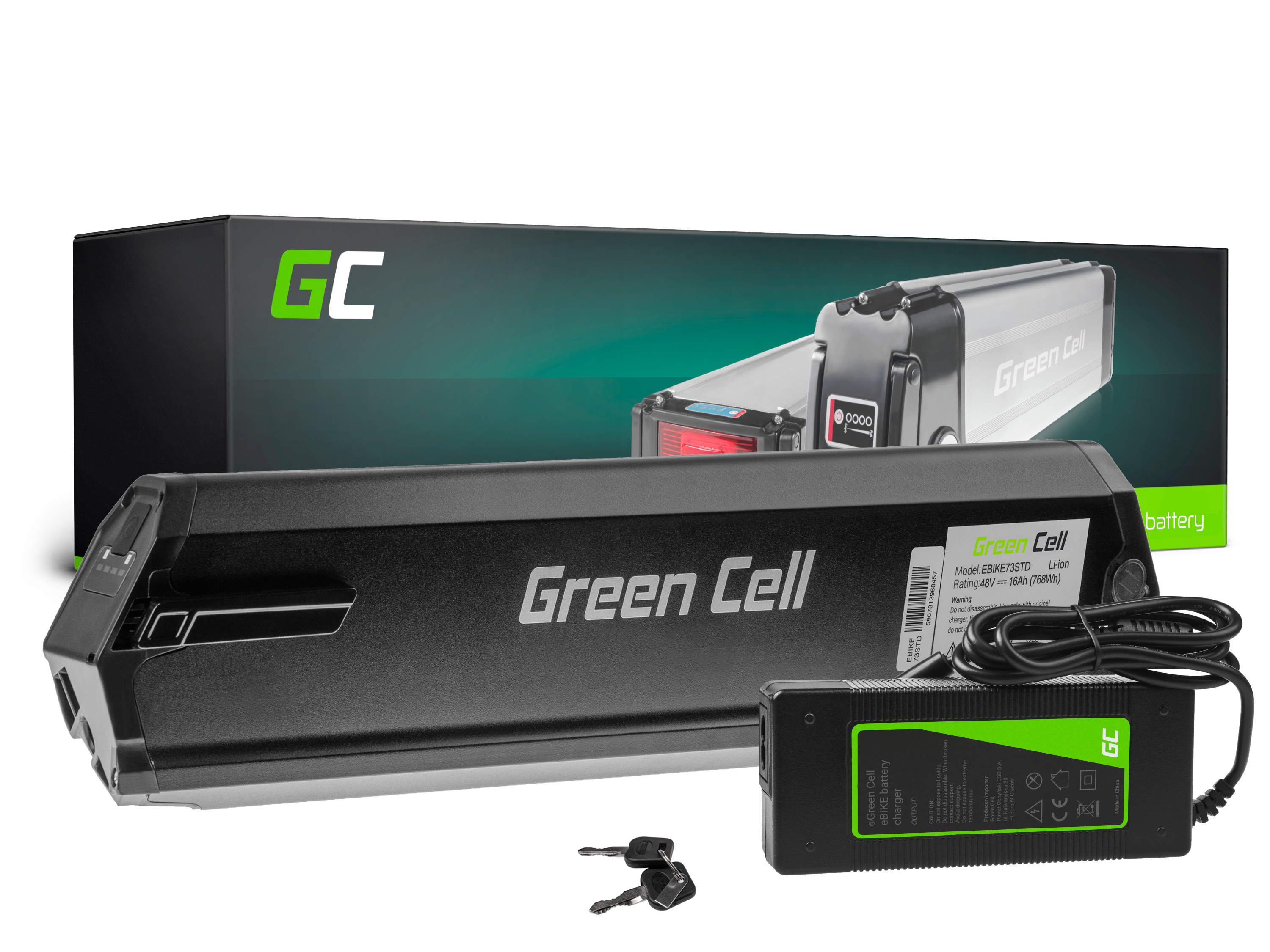 Green Cell EBIKE72STD Baterie Elektro Kolo e-Bike Inner Type 48V 13Ah 624Wh Li-ion