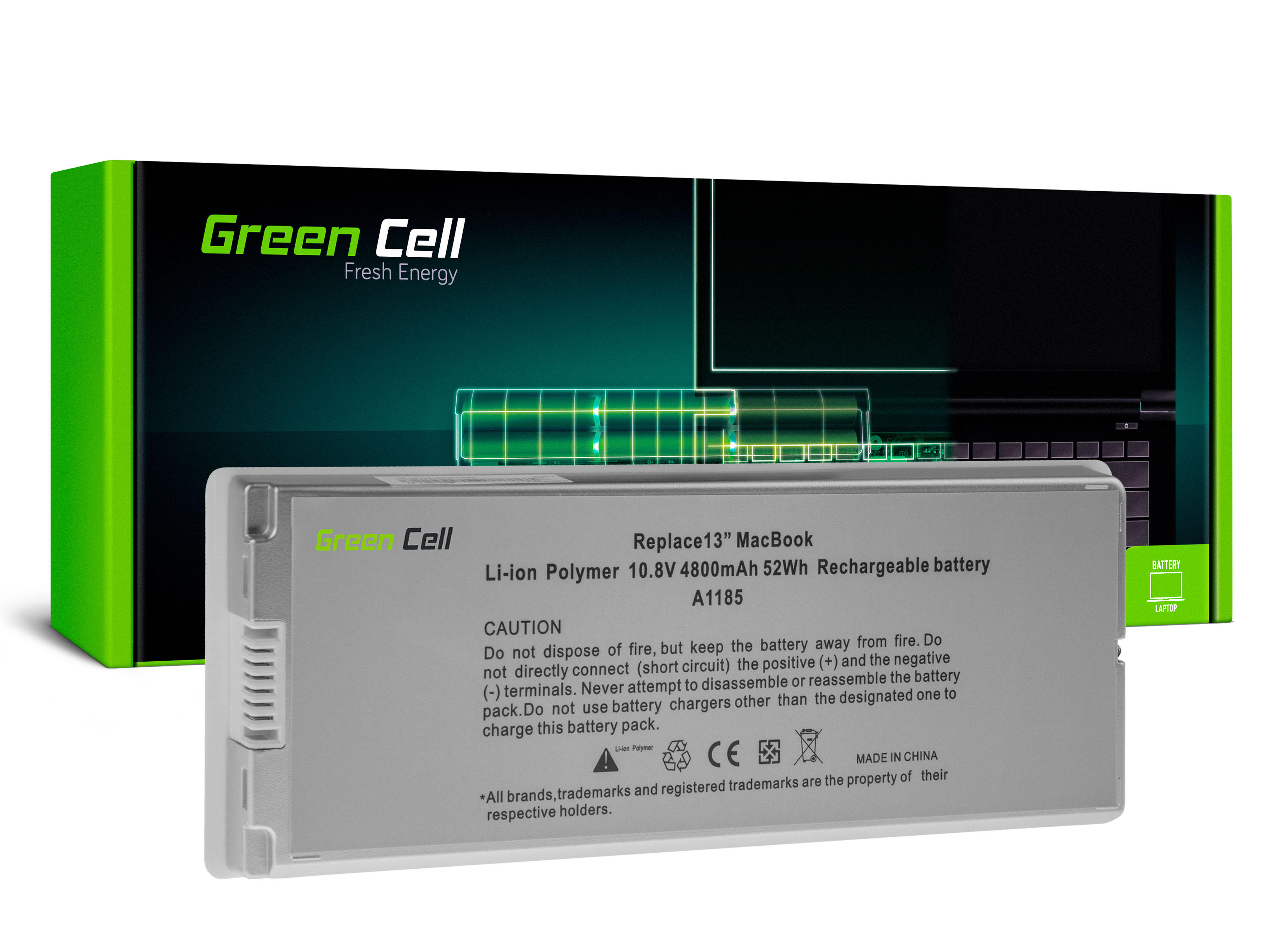 **Green Cell AP18 Baterie Apple A1185, Apple MacBook 13 A1181 (2006, 2007, 2008, 2009) 51.84Wh Li-Pol